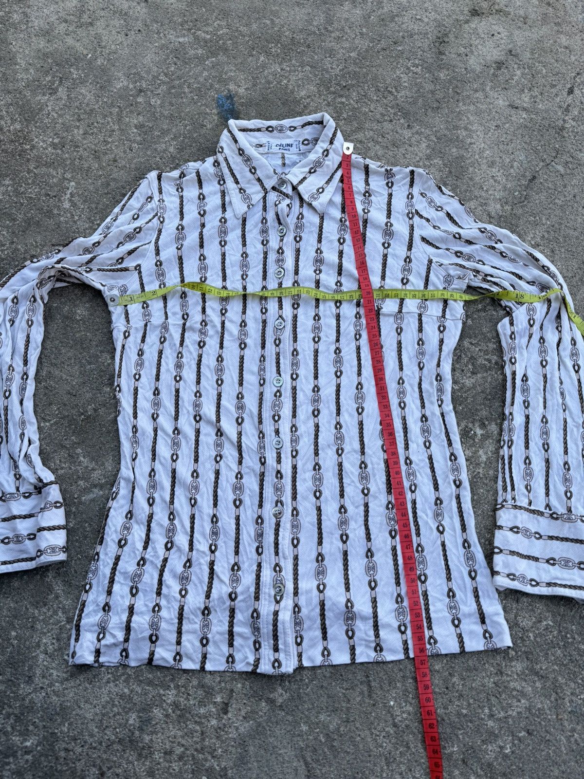 Celine Celine Monogram Rope Button Shirt 100% Pure Silk Size S / US 4 / IT 40 - 5 Thumbnail