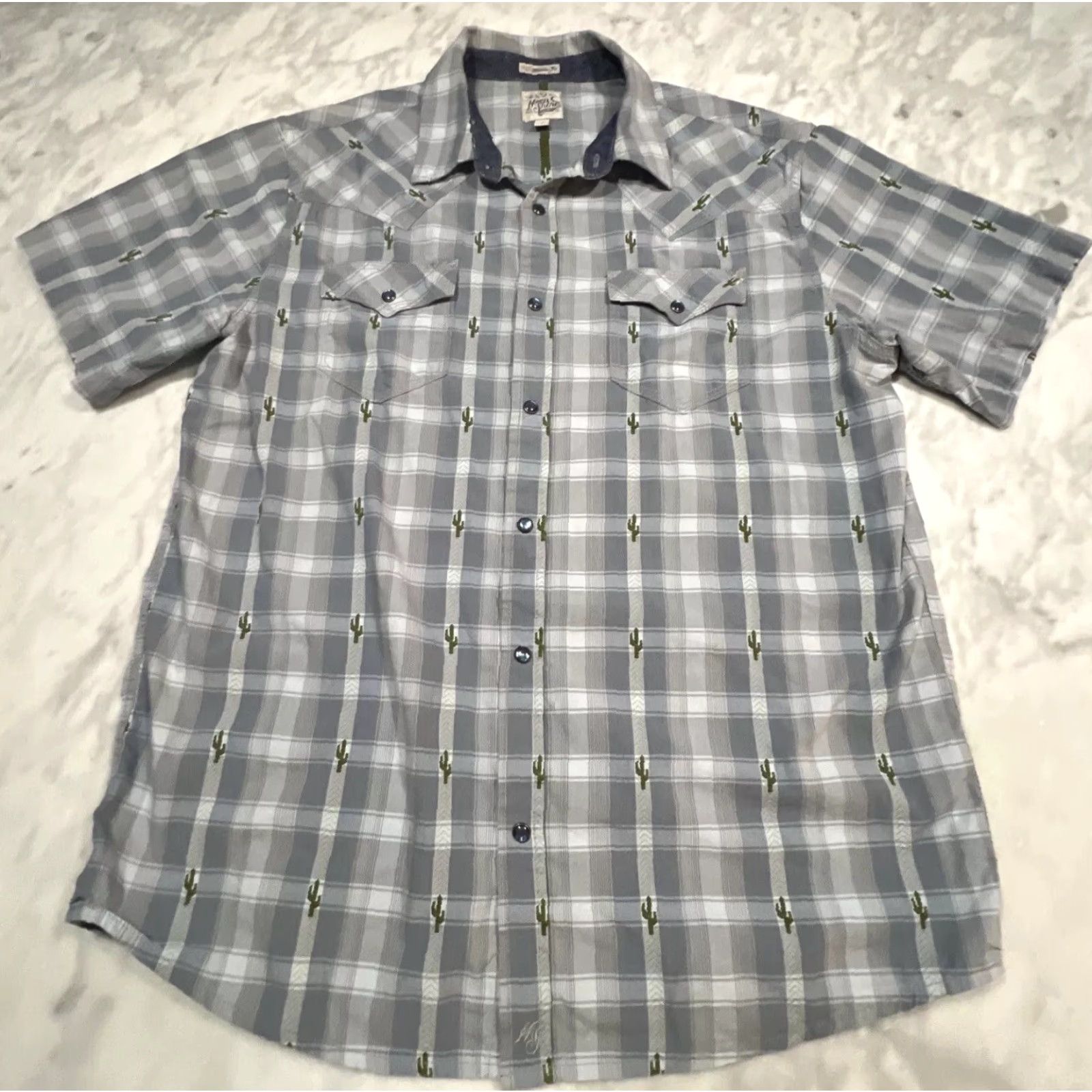 Vintage Moon Shine By Brad Paisley Pearl Snap Western Men’s Large Plaid Cactus Go West Shirt mens Large Blue Cotton Embroidered Western Cactus Go West Shirt Size US L / EU 52-54 / 3 - 2 Thumbnail