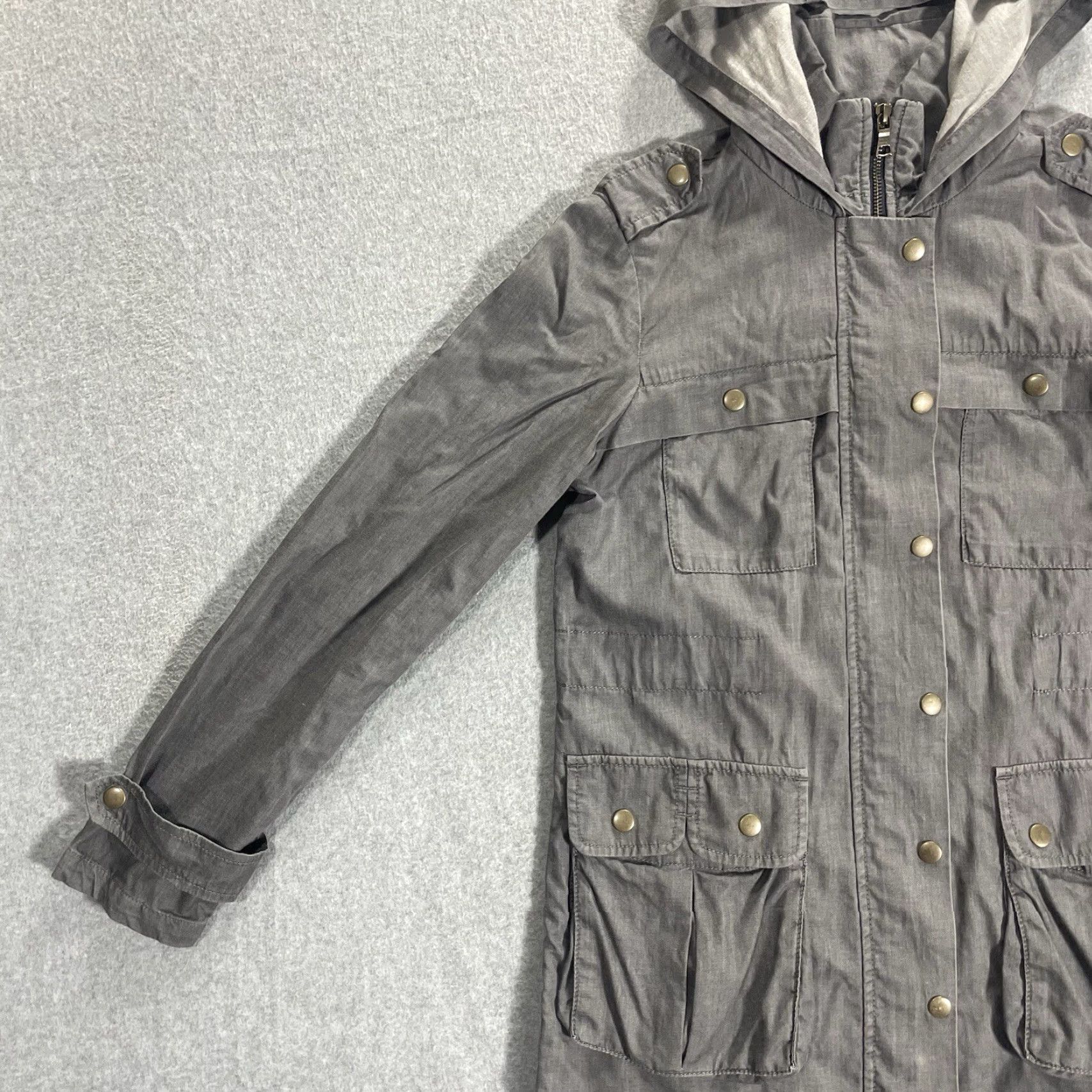 Banana Republic Banana Republic Jacket Chambray Hooded Coat XS Womens Full Zip Pockets Gray Military Style 90s Size XS / US 0-2 / IT 36-38 - 5 Thumbnail