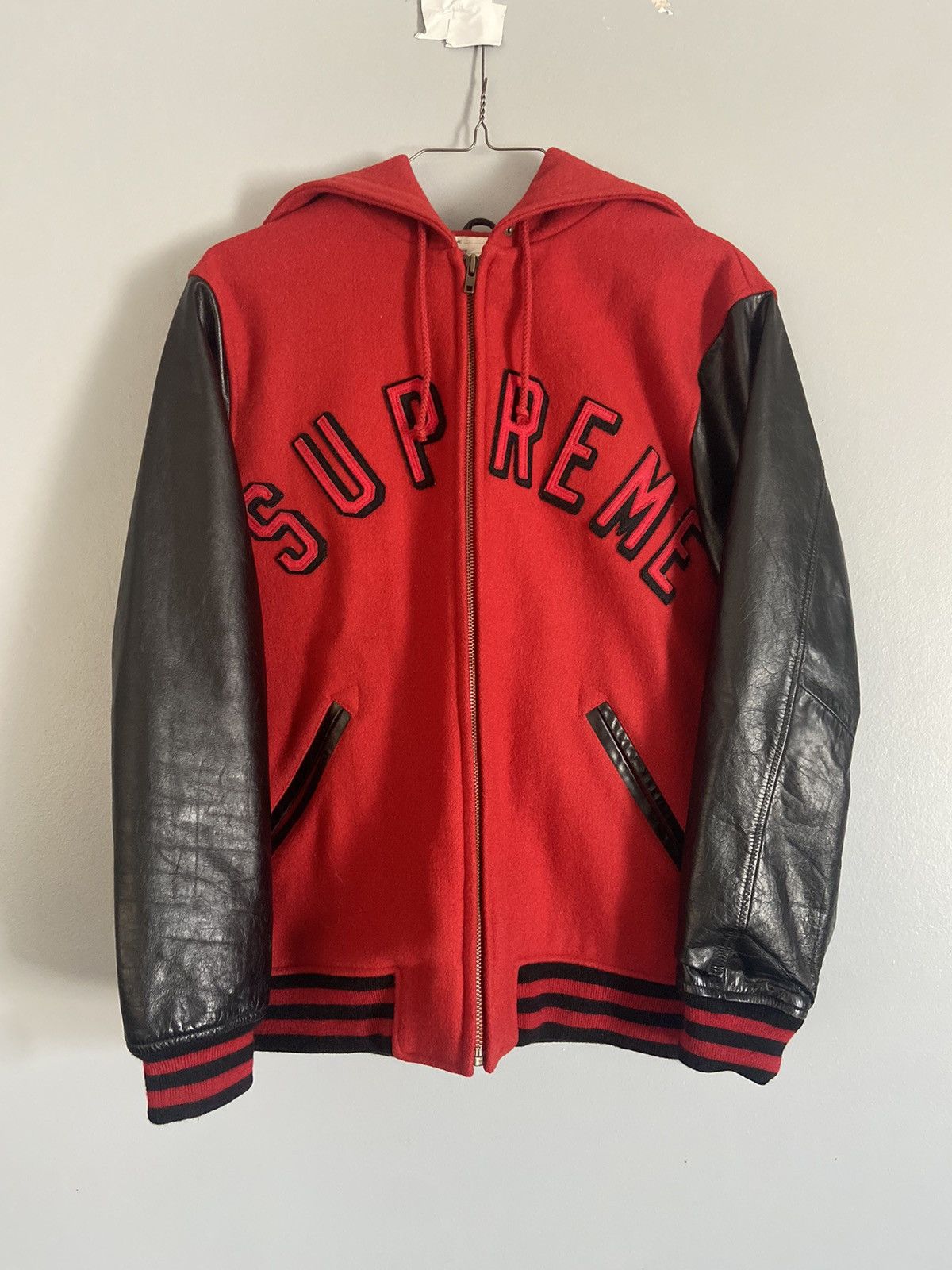Schott × Supreme Supreme x Schott Hooded Leather Bomber