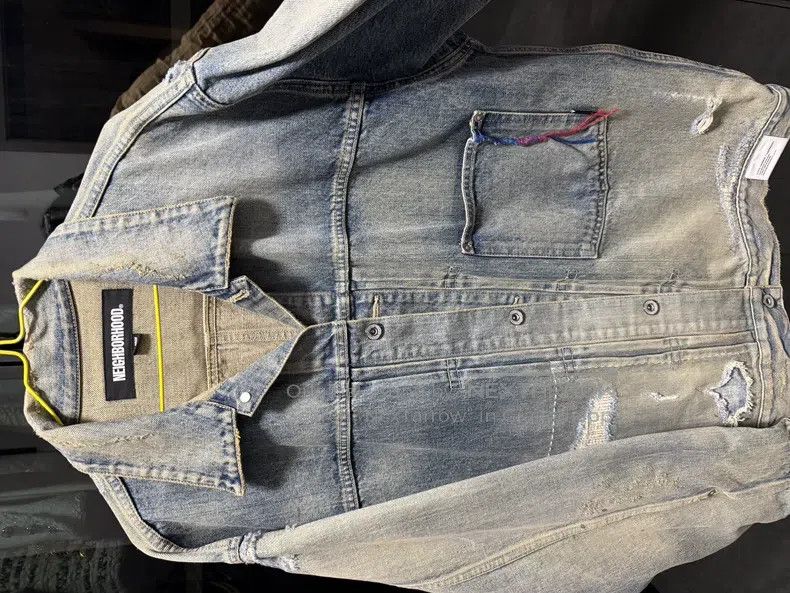 Neighborhood Neighborhood Collar Button Distressed Long Sleeve Denim Ja Size US XL / EU 56 / 4 - 3 Thumbnail