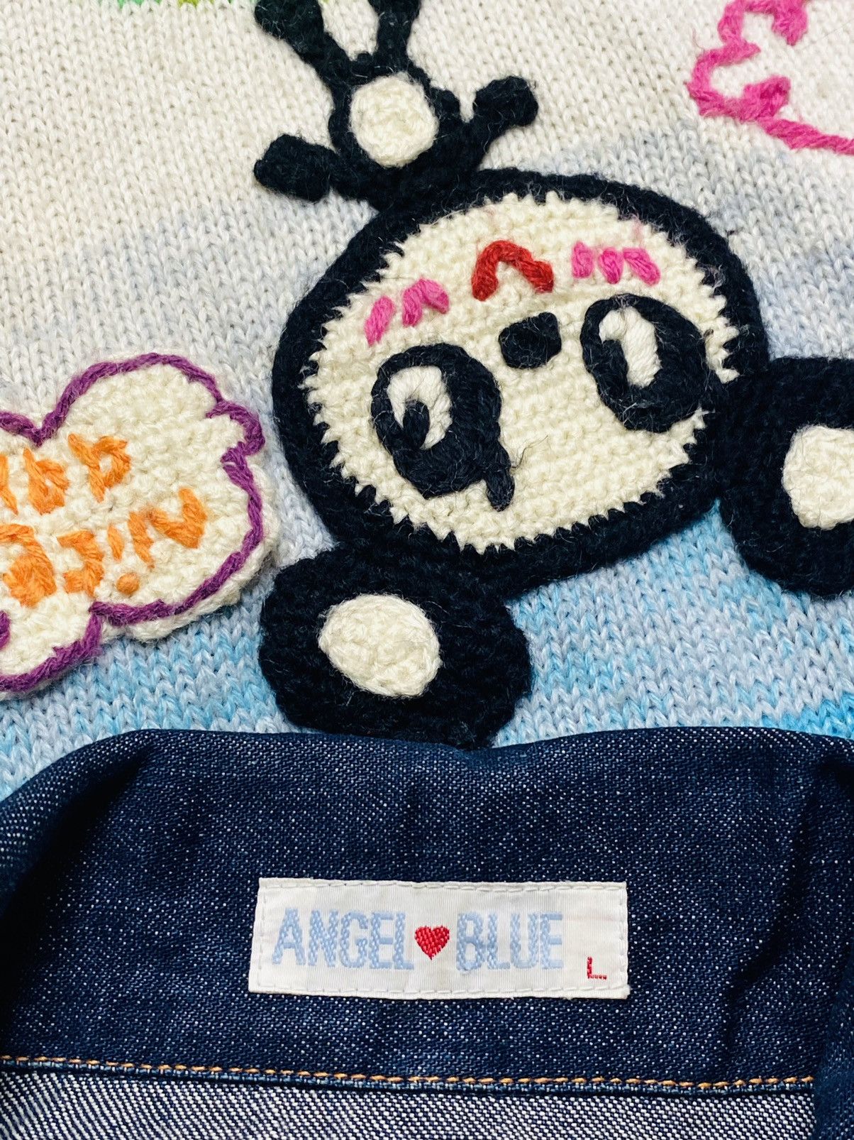 Angel Blue 2000s Angel Blue - Chunky Knitted Denim Jacket Size L / US 10 / IT 46 - 20 Thumbnail