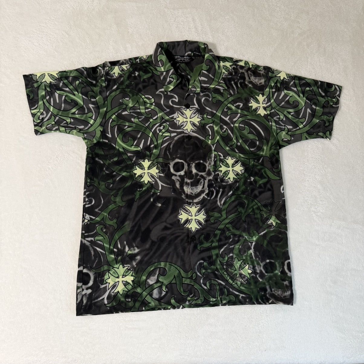 Dragonfly y2k Vintage Dragonfly Skull All Over Print Button Up Shirt Size US L / EU 52-54 / 3 - 1 Thumbnail