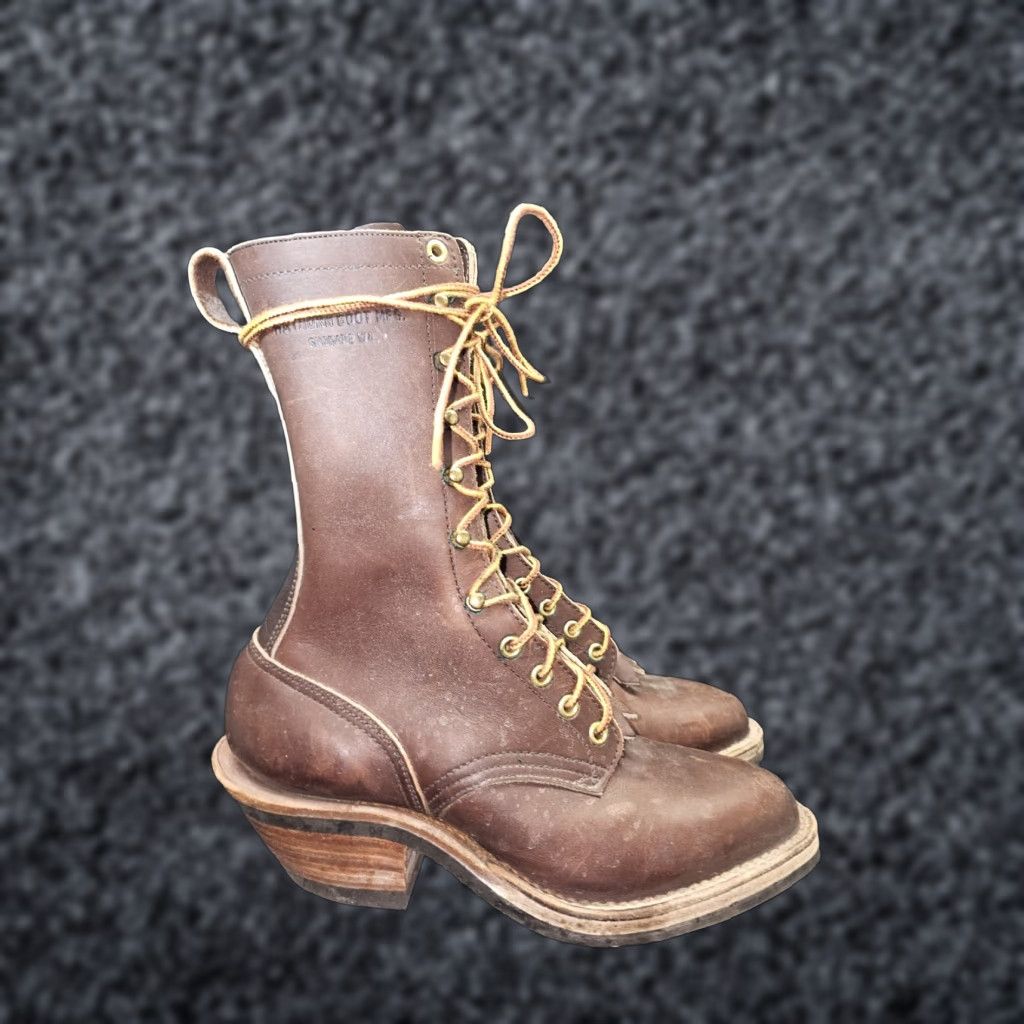 Vintage Hathorn Boot Mfg White's Brown Leather Packer Logger Style Boots Mens Sz 4 1/2 D Lace-Up Calf High - Leather, Arch Support, Slip Resistant, Button Up? Size US 5 / EU 37 - 1 Thumbnail