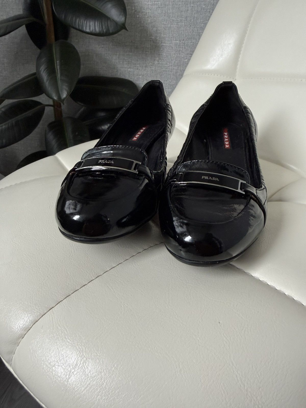 Prada Prada Linea Rossa Patent Leather Loafers Block Heel Shoes Size US 7 / IT 37 - 15 Thumbnail