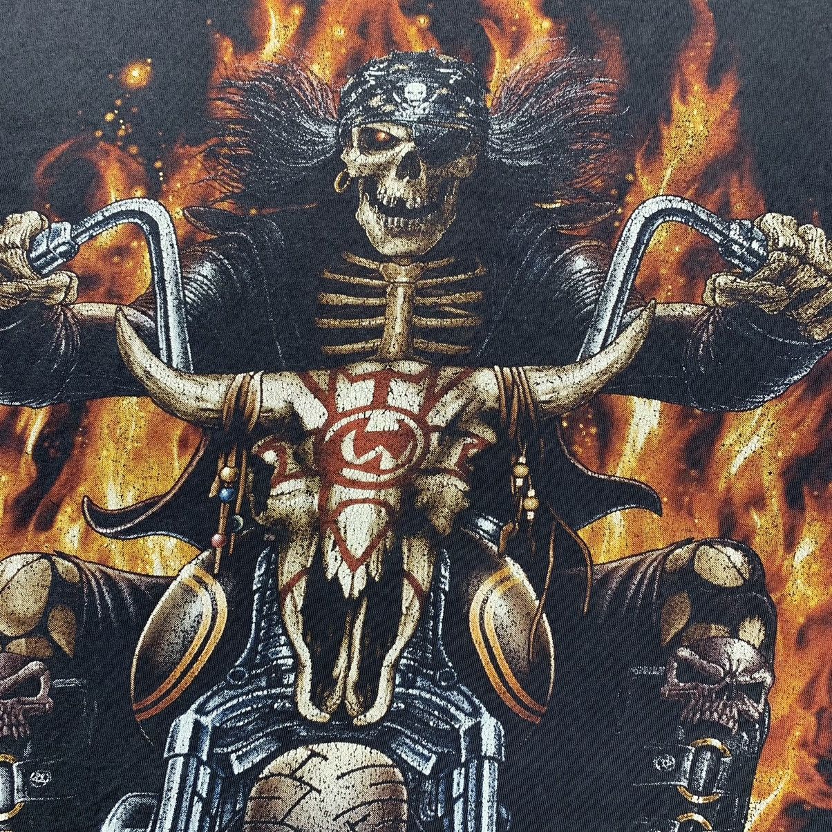 Vintage Vintage 90’s Wild Skeleton Motorcycle Tshirt Tee Skull Aop Size US M / EU 48-50 / 2 - 3 Thumbnail
