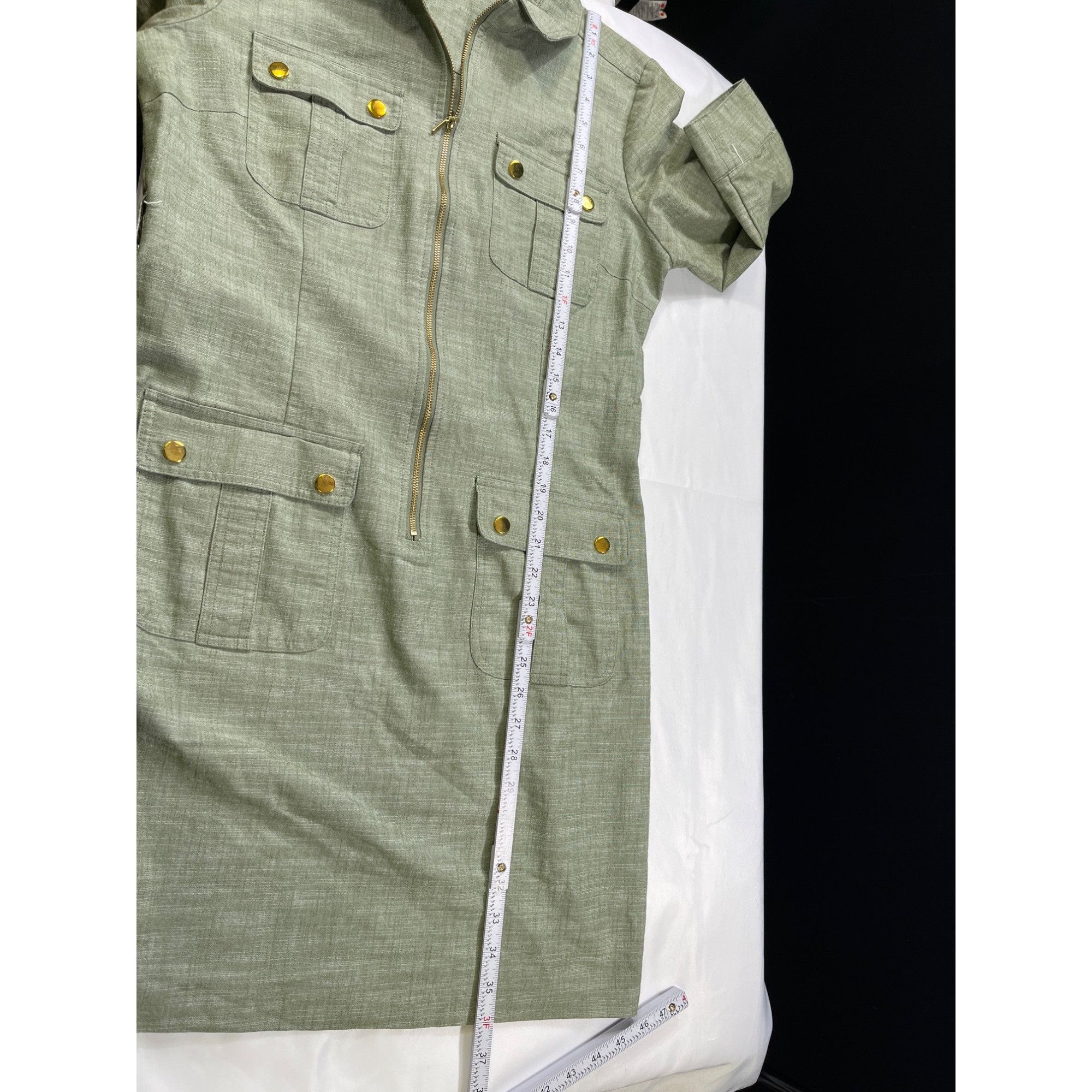 Designer Sharagano SKU 7610 Womens Olive Green Utility Dress Size 12 Size XL / US 12-14 / IT 48-50 - 8 Thumbnail