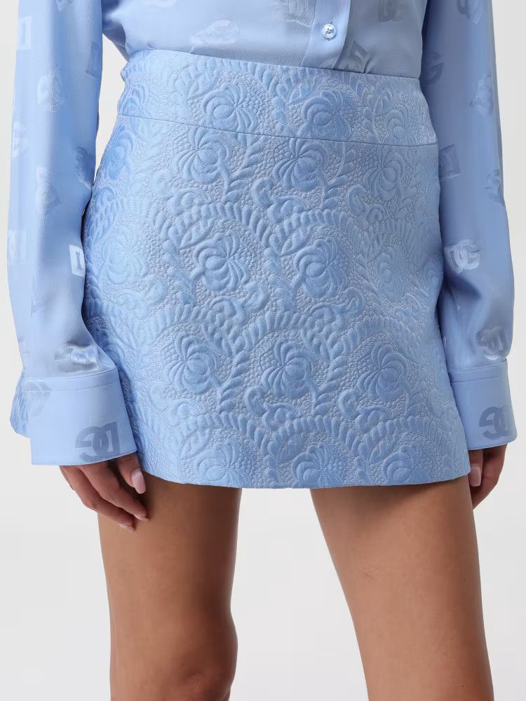 Dolce & Gabbana o1s22i1n1024 Jacquard Matel Mini Skirt in Light Blue Size 28" / US 6 / IT 42 - 5 Thumbnail
