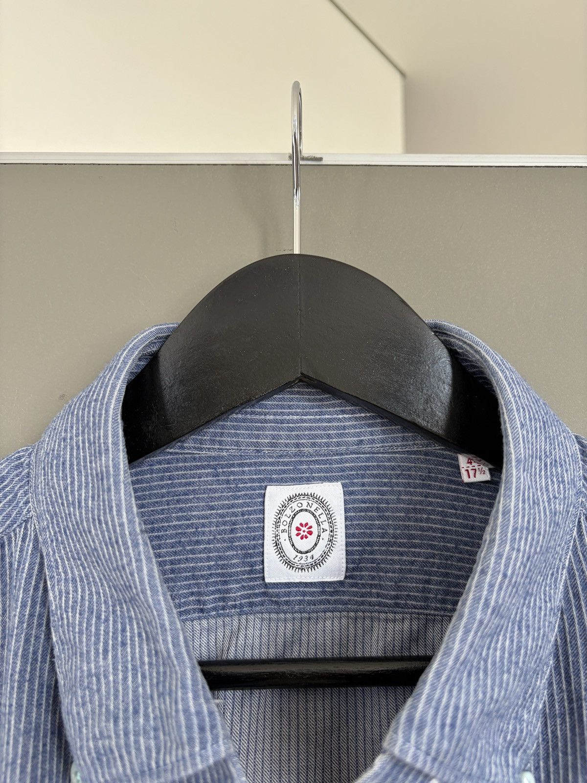 Other Bolzonella Blue Pinstripe Cotton Supersoft Shirt Size US L / EU 52-54 / 3 - 12 Thumbnail