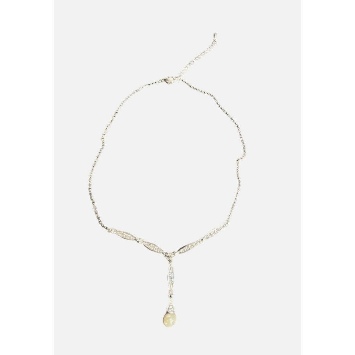 Other Vintage Style Silver-tone Necklace With Faux-Pearl Drop Pen Size ONE SIZE - 5 Thumbnail