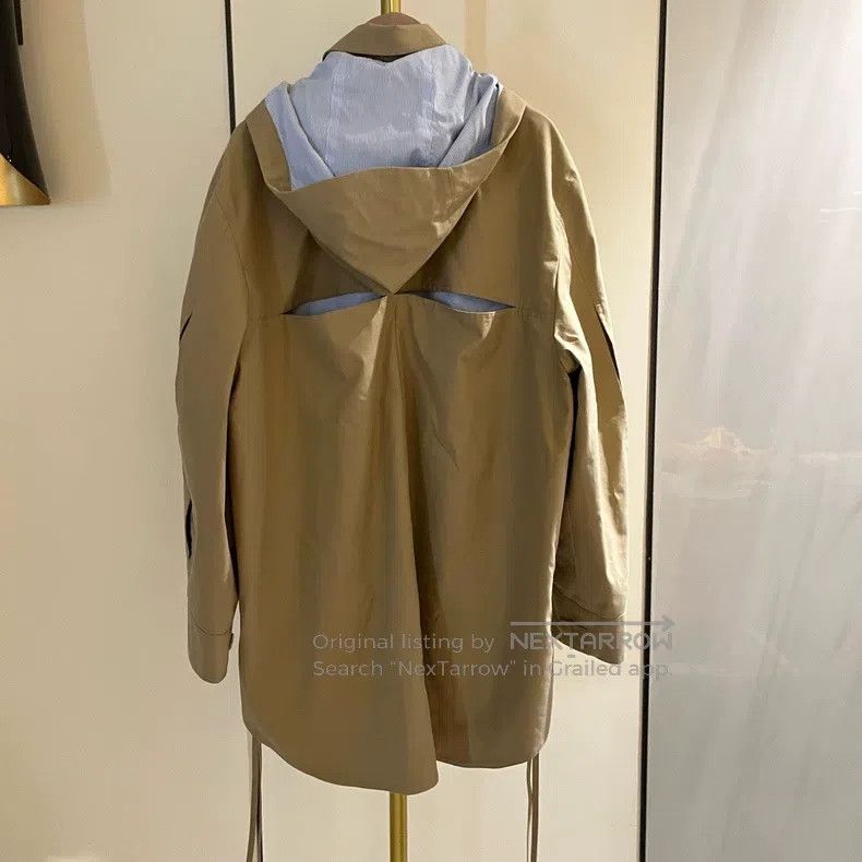 Loewe Loewe Khaki and Blue Striped Casual Windbreaker Hooded Jac Size 4XL / US 24-26 - 3 Thumbnail