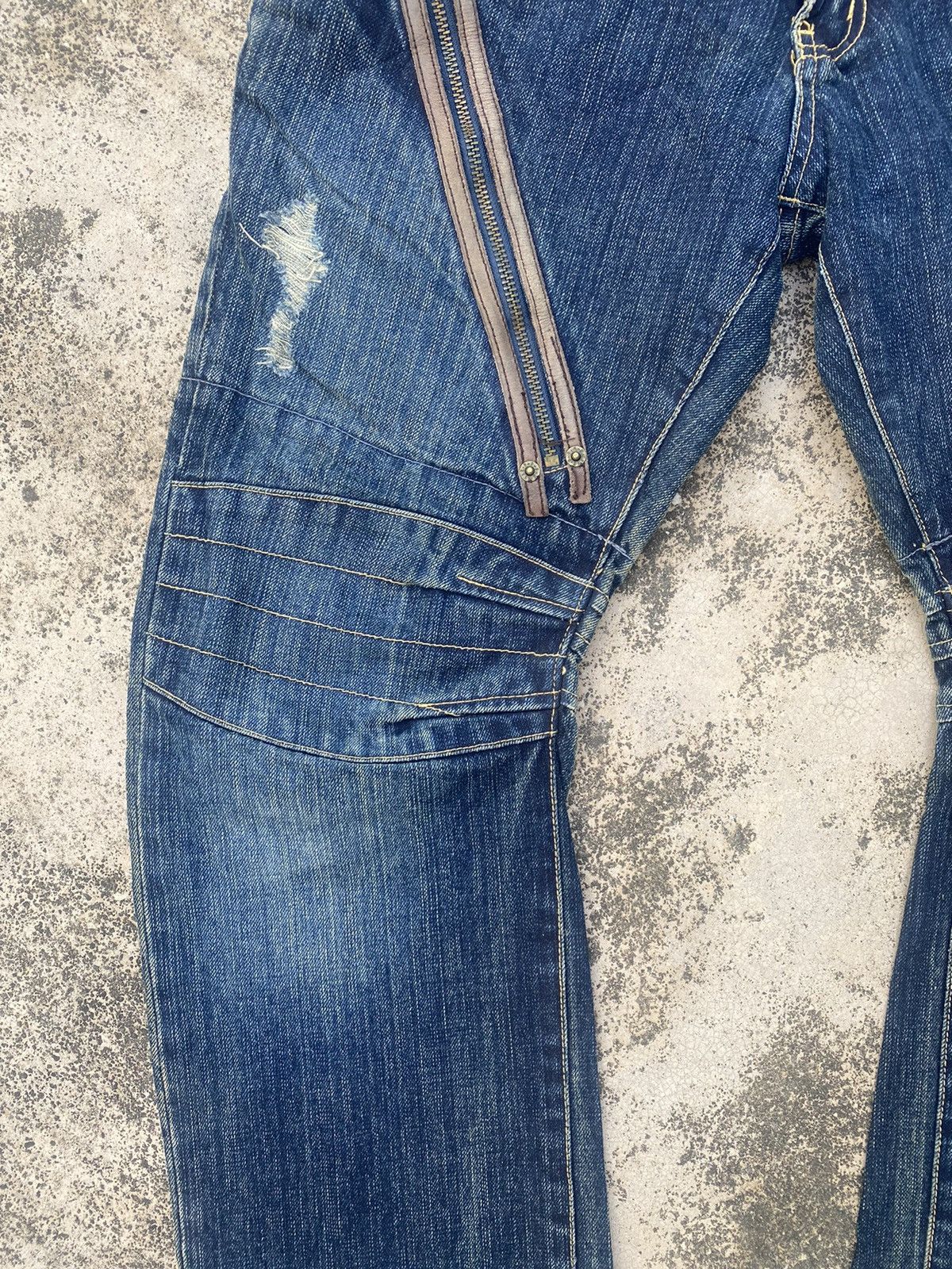 If Six Was Nine × Japanese Brand × PPFM PPFM Double Waist Distressed Zipper Denim Jeans Size US 31 - 9 Thumbnail