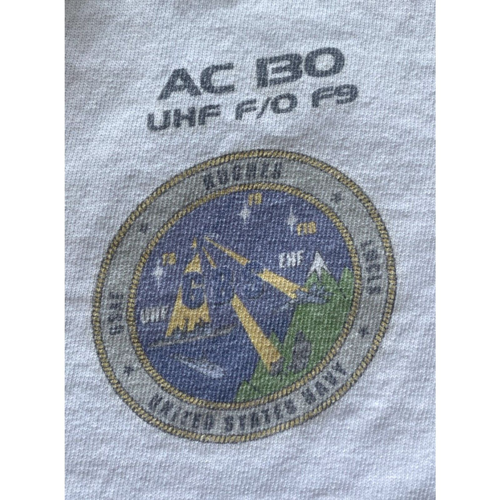 Vintage VINTAGE Cotton Deluxe Polo Shirt Men XL White Space Military Navy AC UHF F/O F9 Rock? Size US XL / EU 56 / 4 - 5 Thumbnail