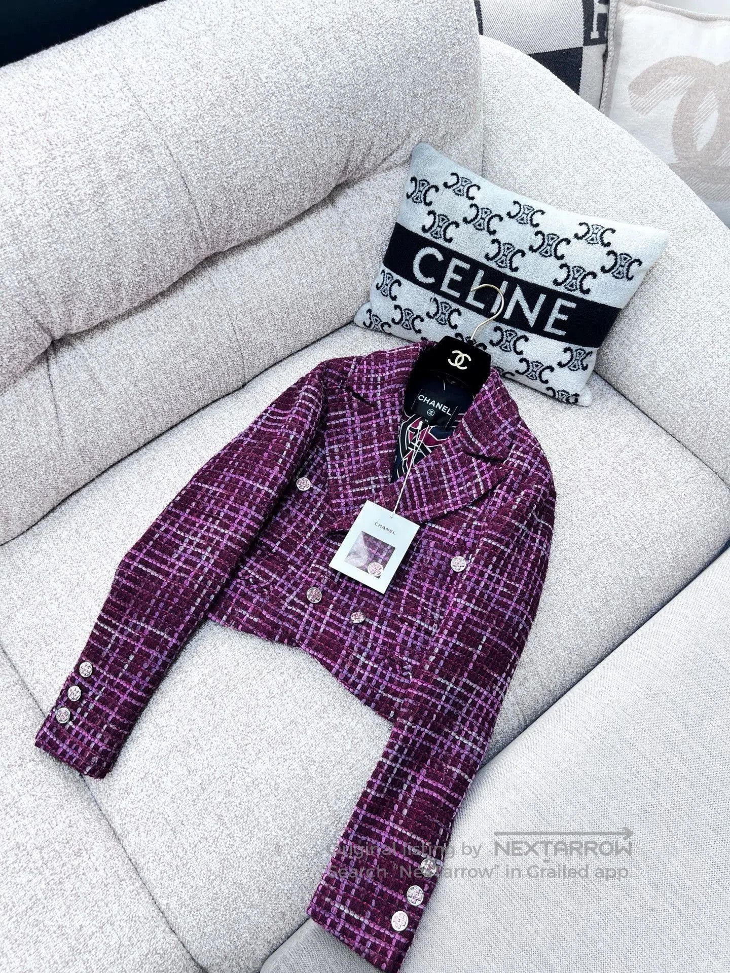 Chanel Chanel 23S Red Pink Tweed Crop Jacket. Size US XS / EU 42 / 0 - 2 Thumbnail