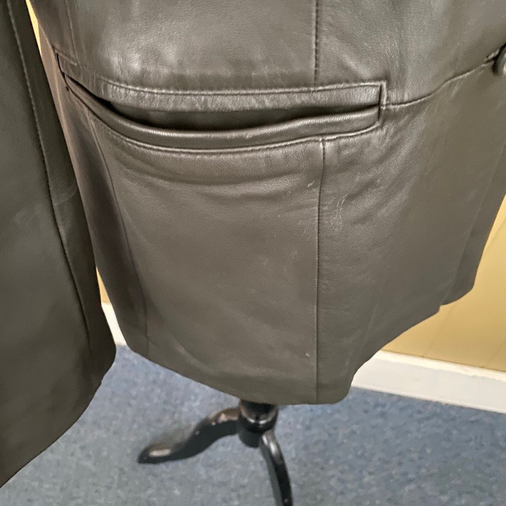 Preston & York Preston & York women M 3 button grey leather jacket w/orange satin lining Size M / US 6-8 / IT 42-44 - 2 Thumbnail