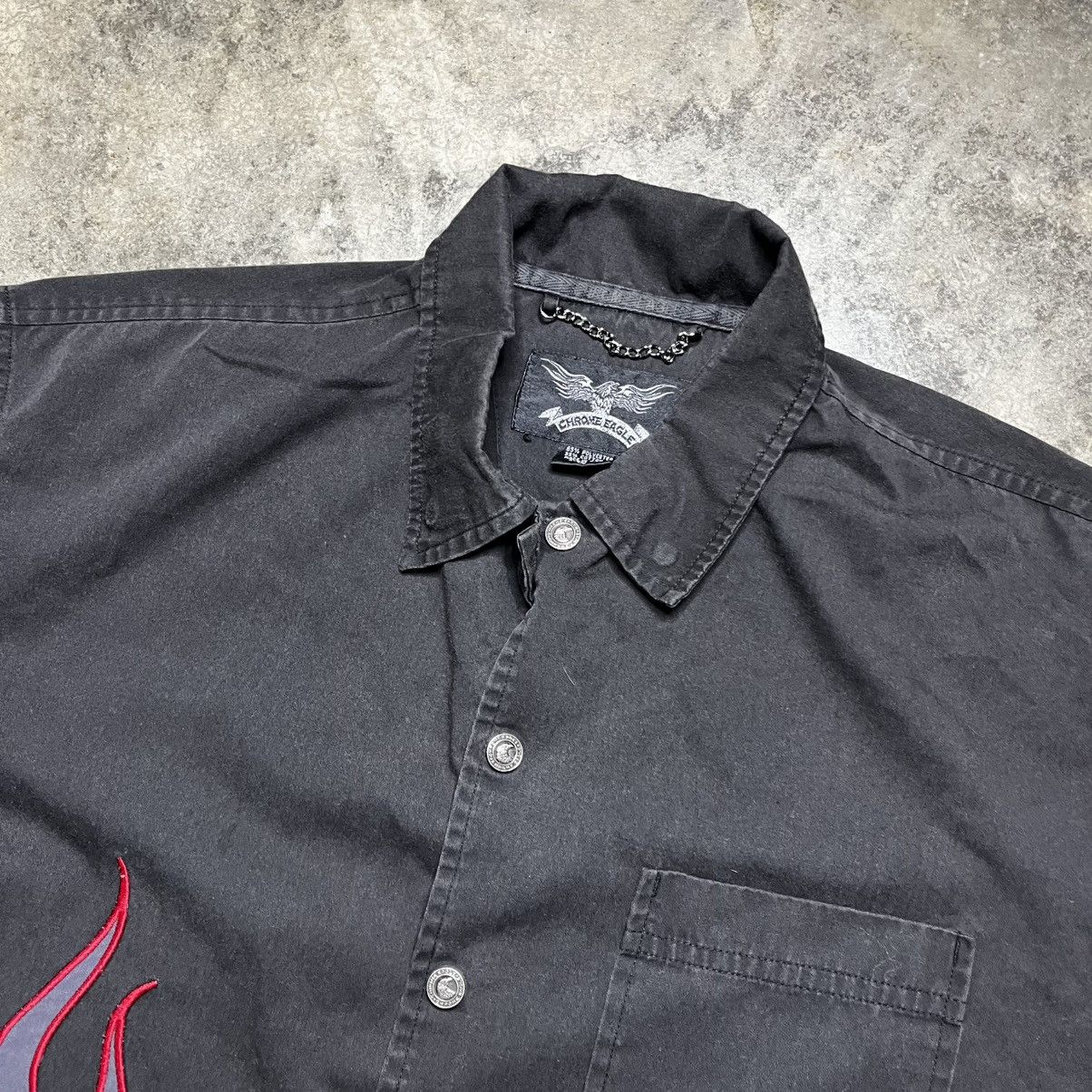 Vintage vintage biker flame chrome metal button up collared shirt Size US XL / EU 56 / 4 - 4 Thumbnail