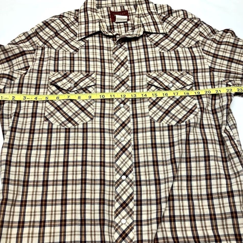 Vintage VINTAGE Rustler Tan Plaid Pearl Snap Shirt Long Sleeve X-Long Tail Men L Size US M / EU 48-50 / 2 - 5 Thumbnail