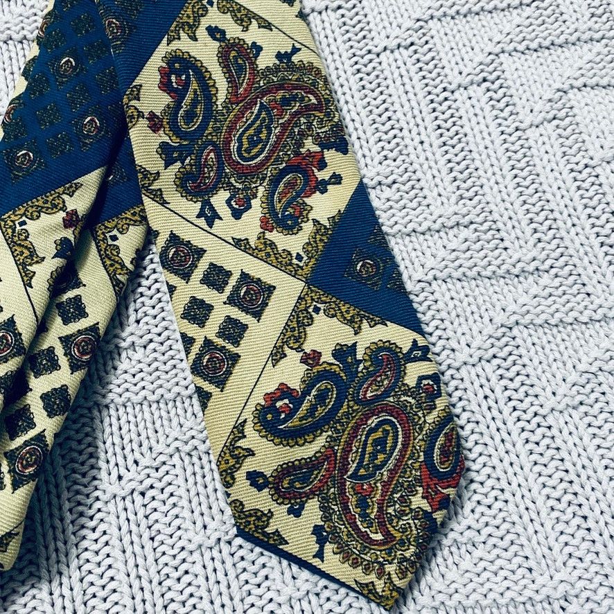 Vintage Vintage yellow and blue paisley skinny tie Size ONE SIZE - 2 Thumbnail