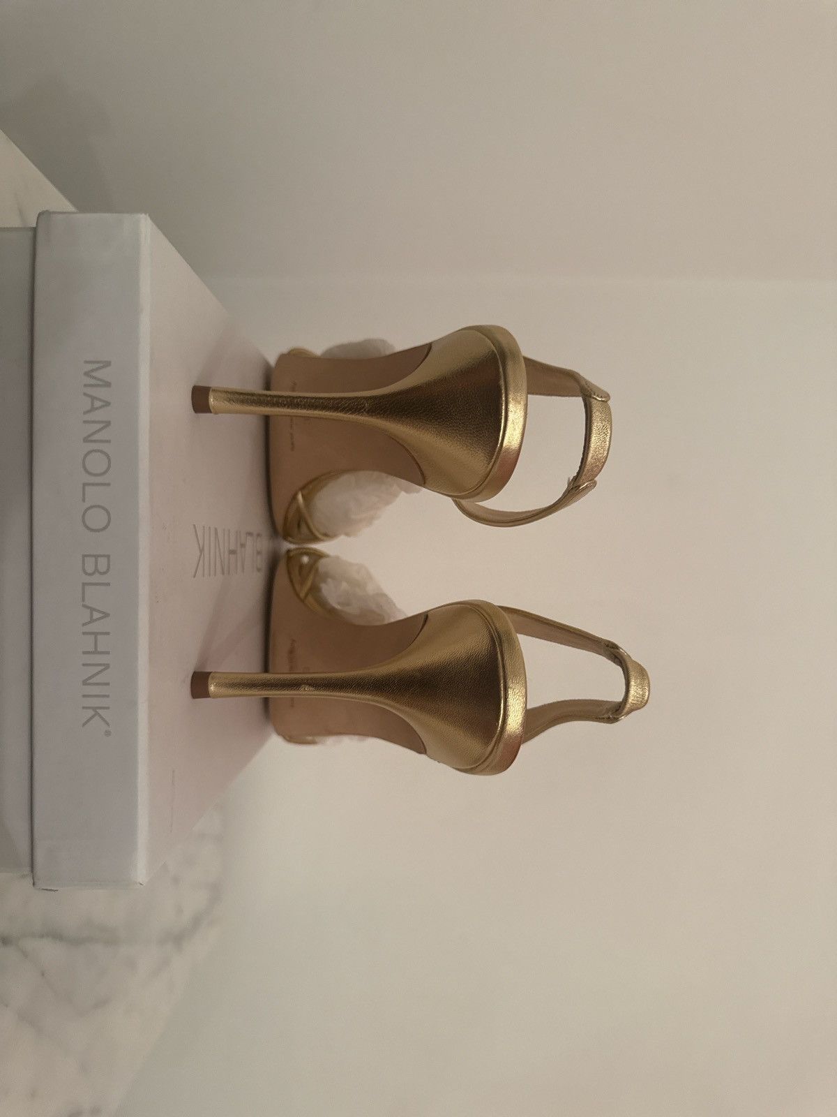 Manolo Blahnik Gold Sareta Heeled Sandal Size US 9 / IT 39 - 4 Thumbnail