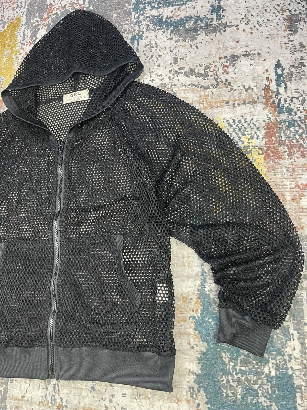 GRLFRND HYPE🔥 GRL Fish Net Black Zipper Hoodies Size L / US 10 / IT 46 - 2 Thumbnail