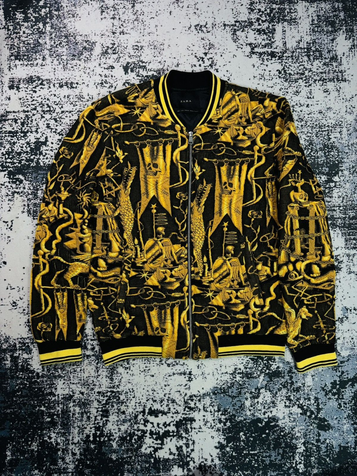 Zara Zara Pattern Jacket gold black L | Grailed