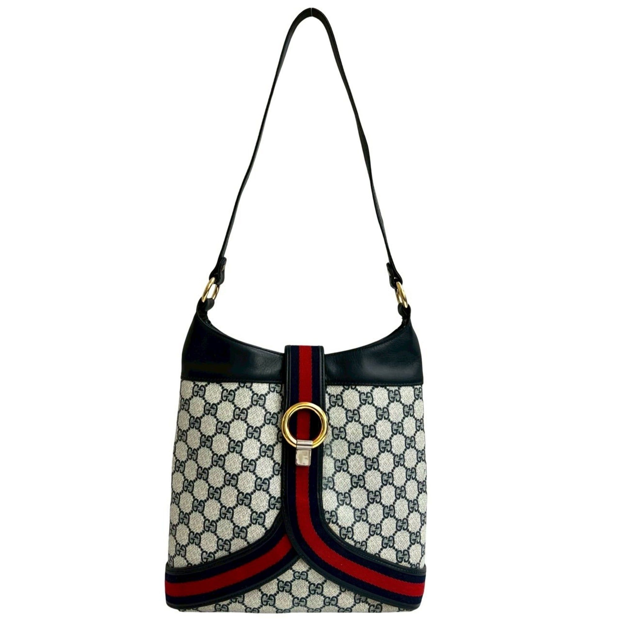 Gucci GUCCI Old Gucci Sherry Line Leather Semi-One Shoulder Bag Navy 31376 Size ONE SIZE - 1 Thumbnail