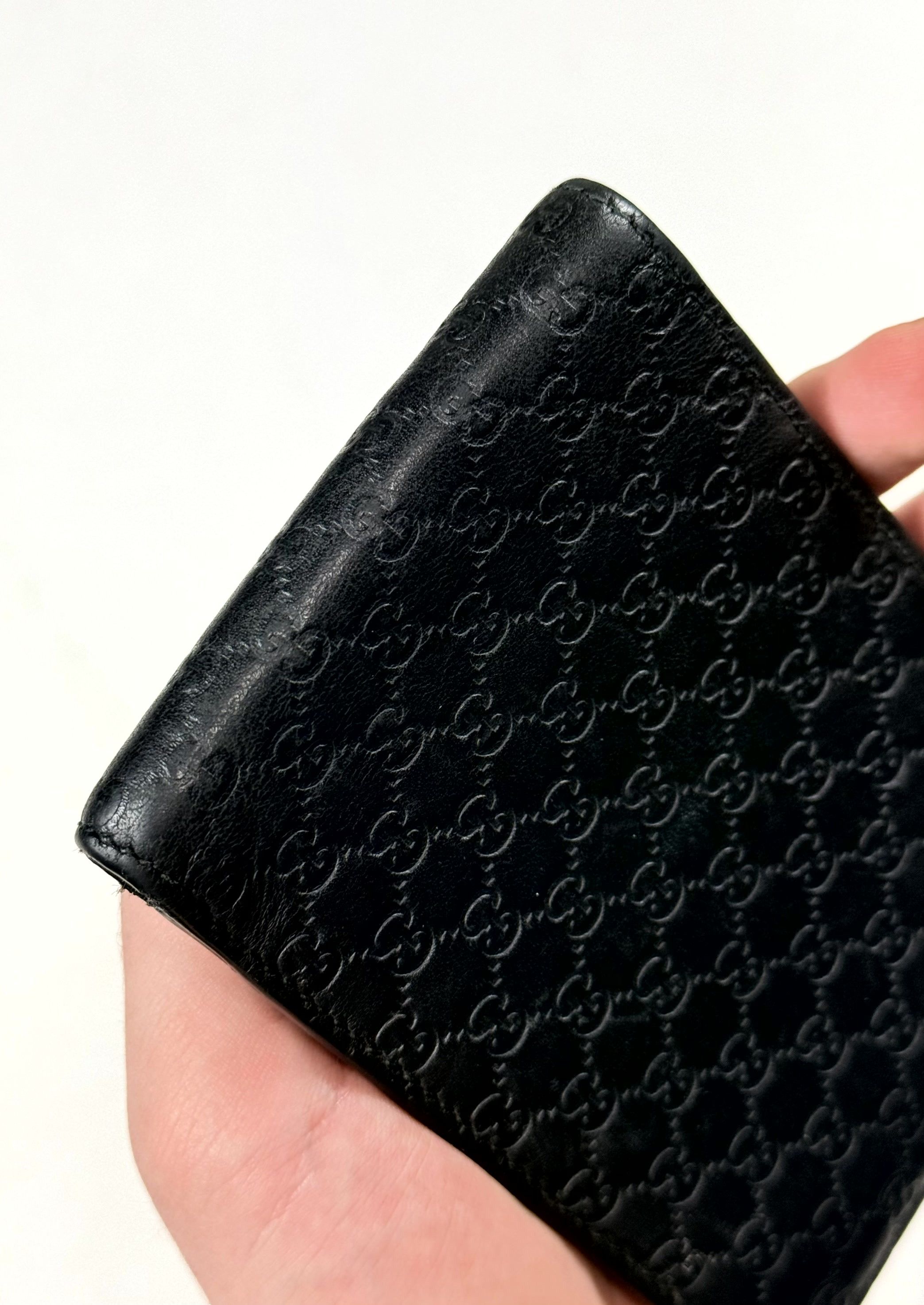 Gucci Gucci Micro Guccissima Monogram Black Leather Bifold Wallet Size ONE SIZE - 7 Thumbnail