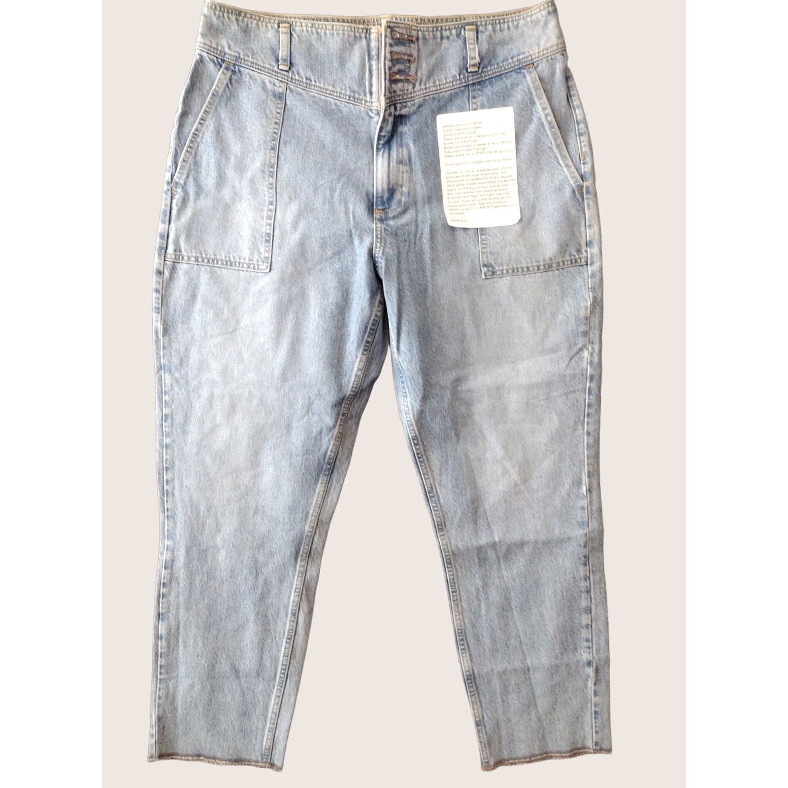 Vintage Jeans Women’s Size 33 Light Wash Cropped Tapered 3 Button Patch Pocket Denim Spring Summer Fall Winter USA Theme Size 24" / US 00 / IT 34 - 1 Thumbnail