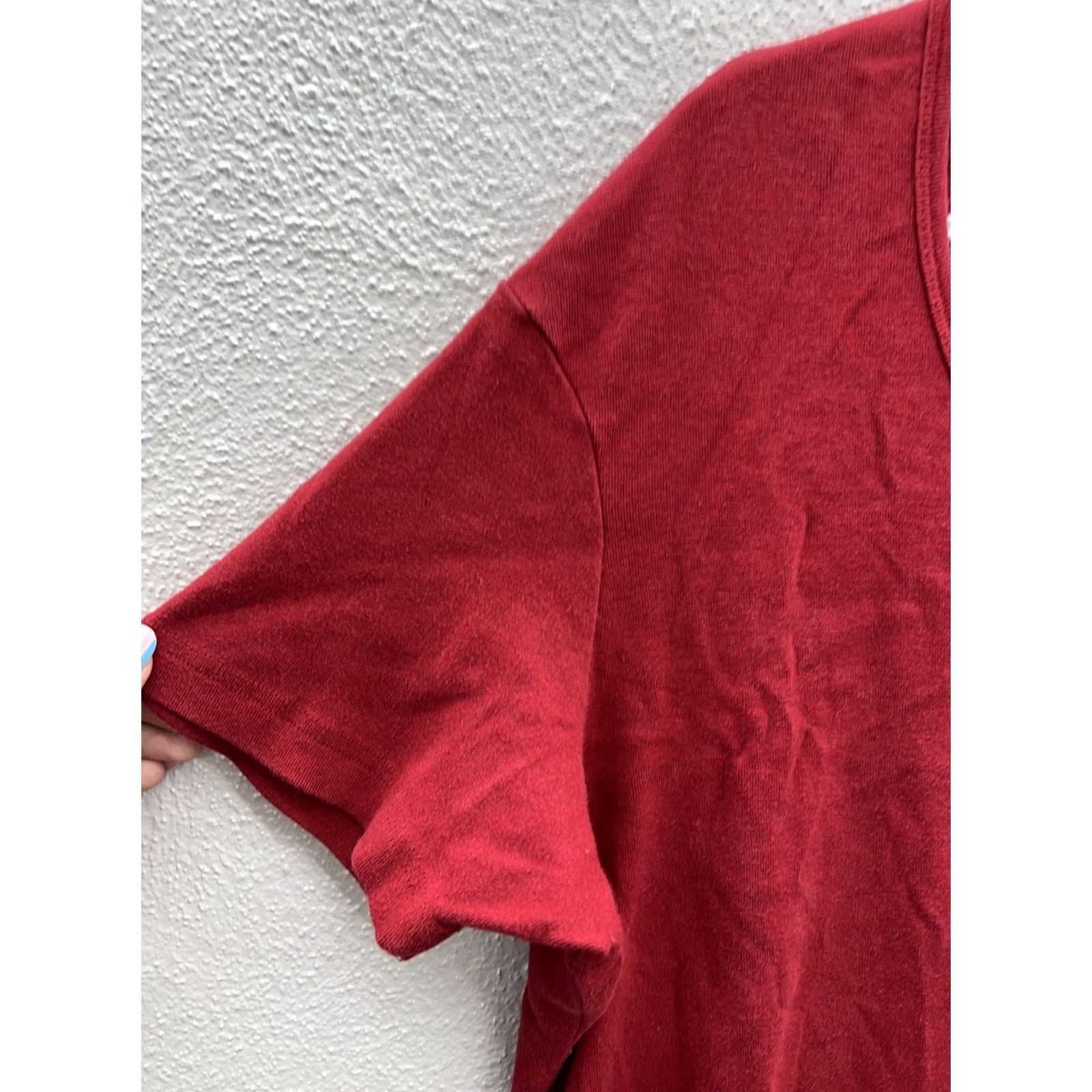 CO Womens AE Sport & Co Blouse Size 3X Red Ribbed Short Sleeve Shirt Womens Plus 3X Red Short Sleeve Blouse Size XXL / US 16-18 / IT 52-54 - 3 Thumbnail
