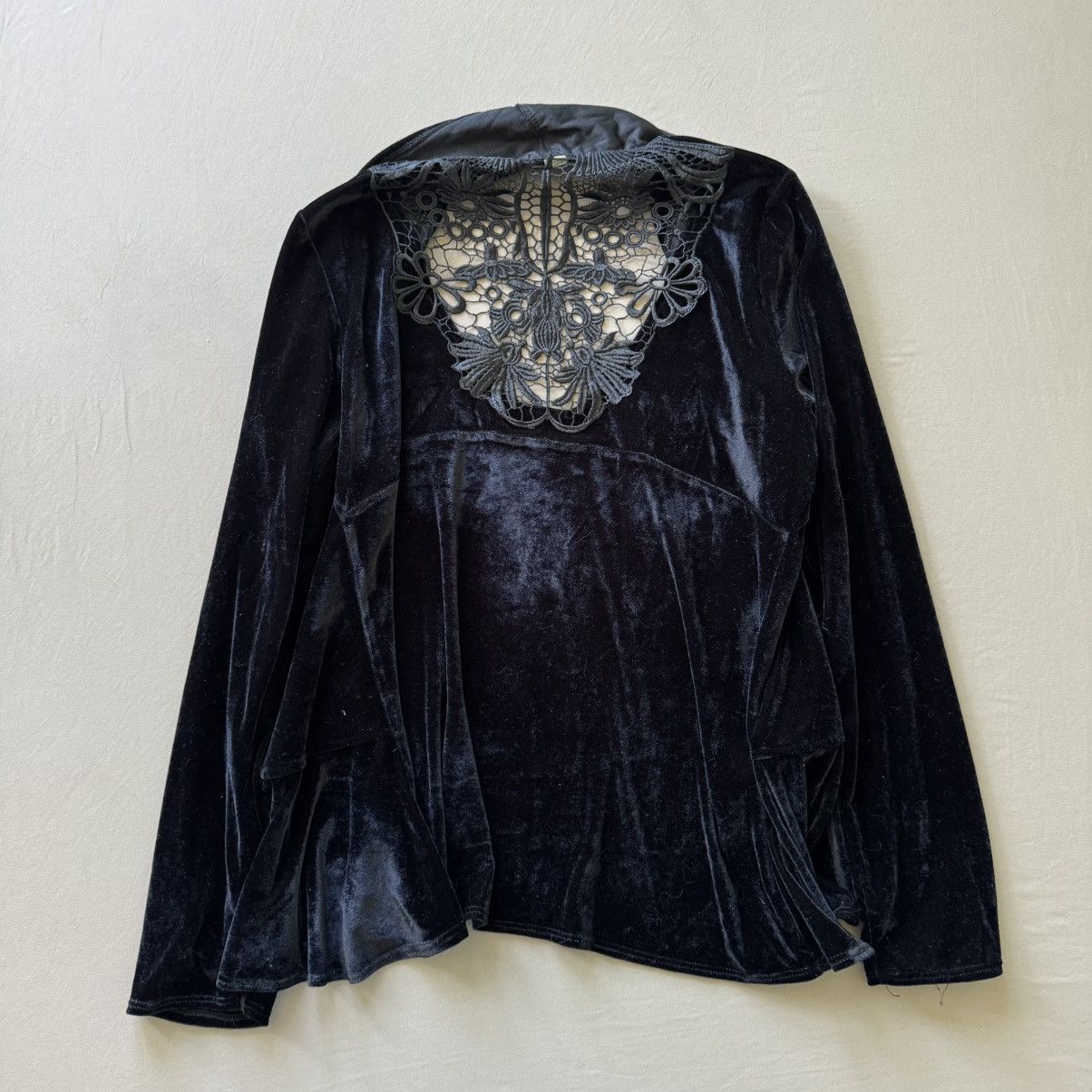 Other Y2K One World Gothic Velvet Lace Open Front Cardigan Size XL / US 12-14 / IT 48-50 - 3 Thumbnail