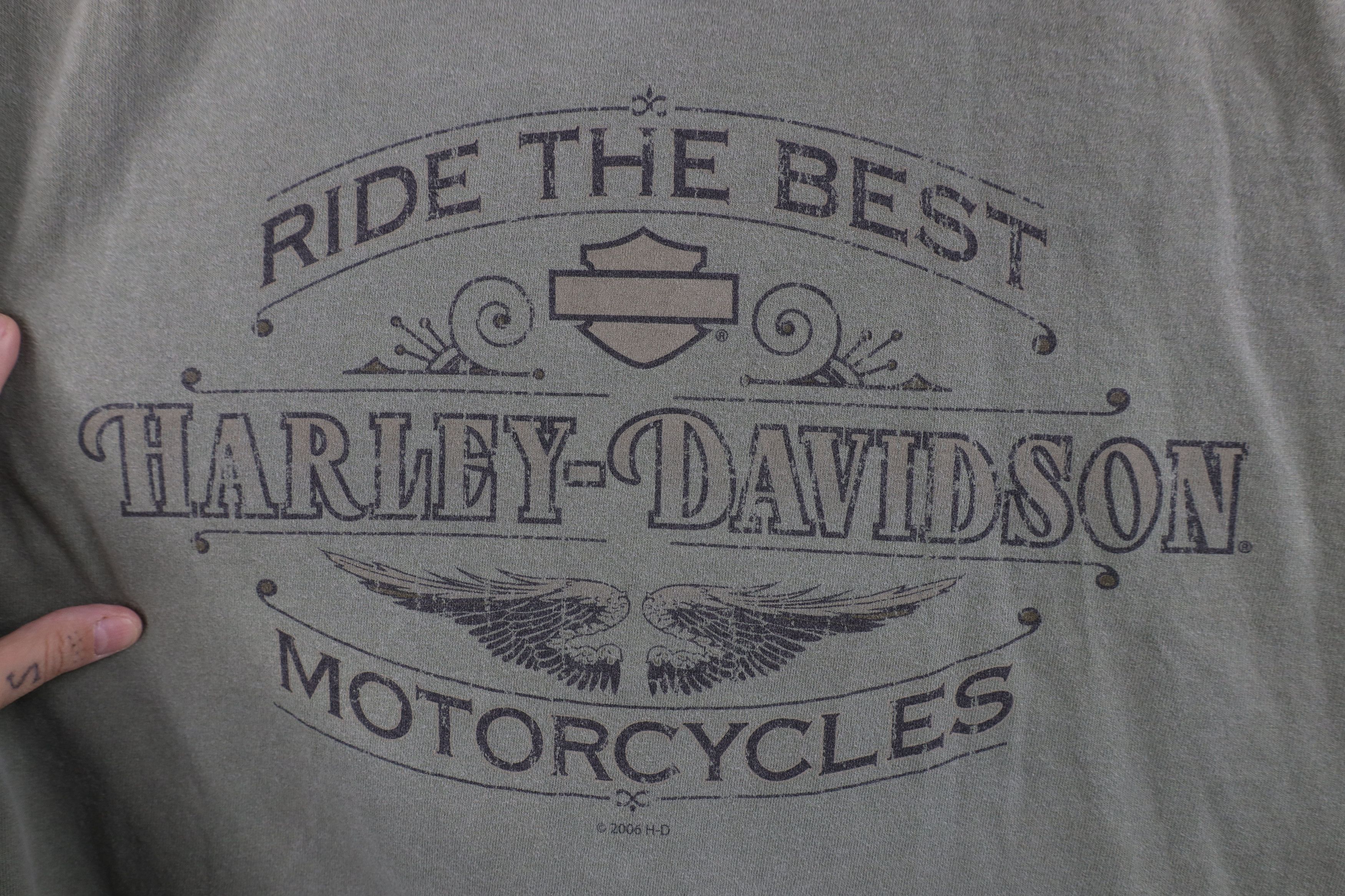 Harley Davidson Vintage Y2K Harley Davidson Fire T-Shirt Green Cotton USA Size US XL / EU 56 / 4 - 4 Thumbnail