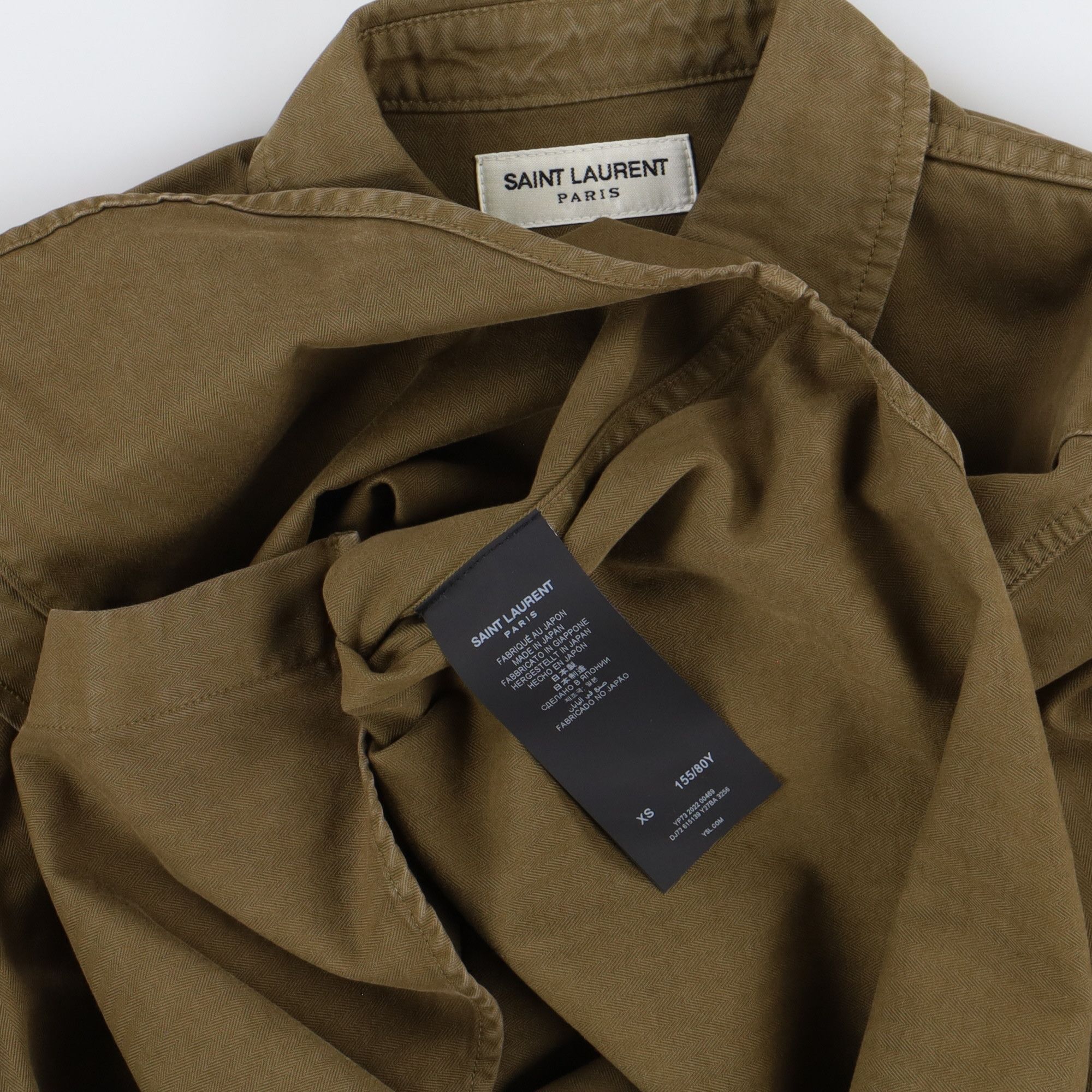 Saint Laurent Paris Khaki Stonewashed Western Yoke Denim Shirt Size XS / US 0-2 / IT 36-38 - 8 Thumbnail