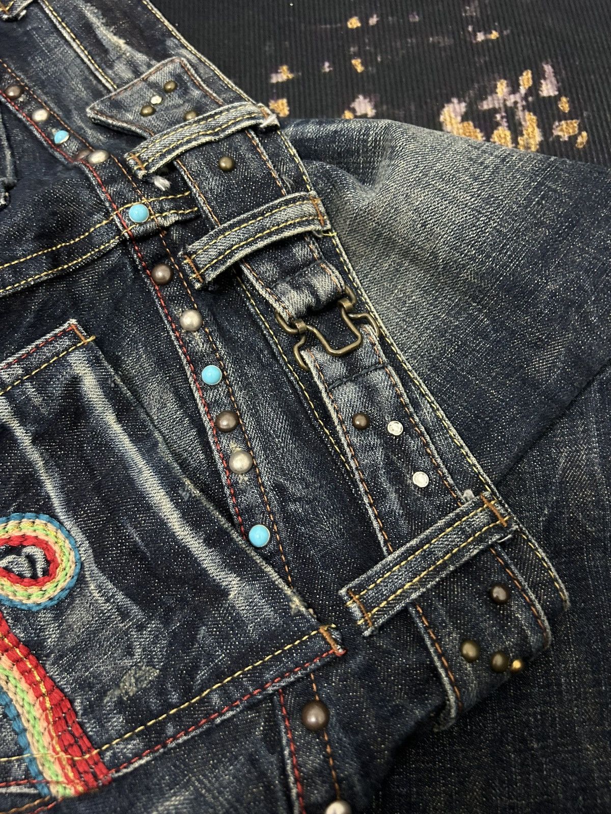 Tornado Mart Riobera Whiskered Studed Pocket Back Jeans Size US 30 / EU 46 - 11 Thumbnail