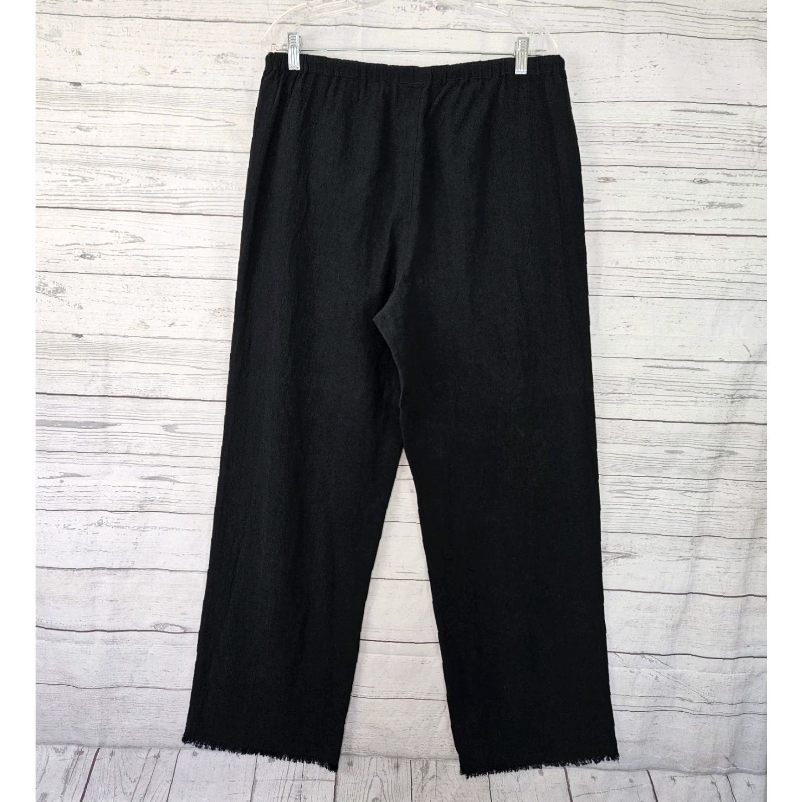 Soft Surroundings Soft Surroundings Womens Pants Pull On Black Medium Cotton High Rise Casual Straight Front Slim Fit Size 32" / US 10 / IT 46 - 4 Thumbnail