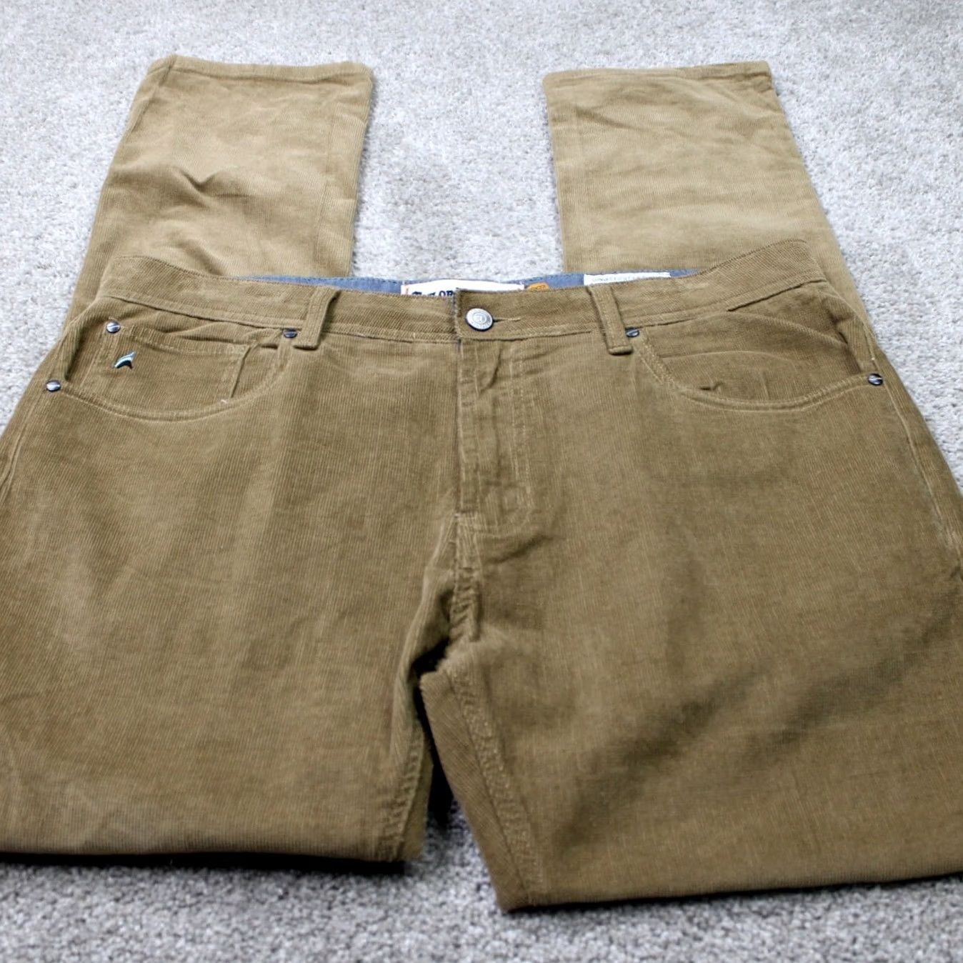 Vintage Tailor Vintage Pants Mens 36x32 Beige Corduroy Slim Fit Straight 5-Pocket Slimming Stretch Chino Casual Business Travel Mens Merchandise Size US 36 / EU 52 - 2 Thumbnail