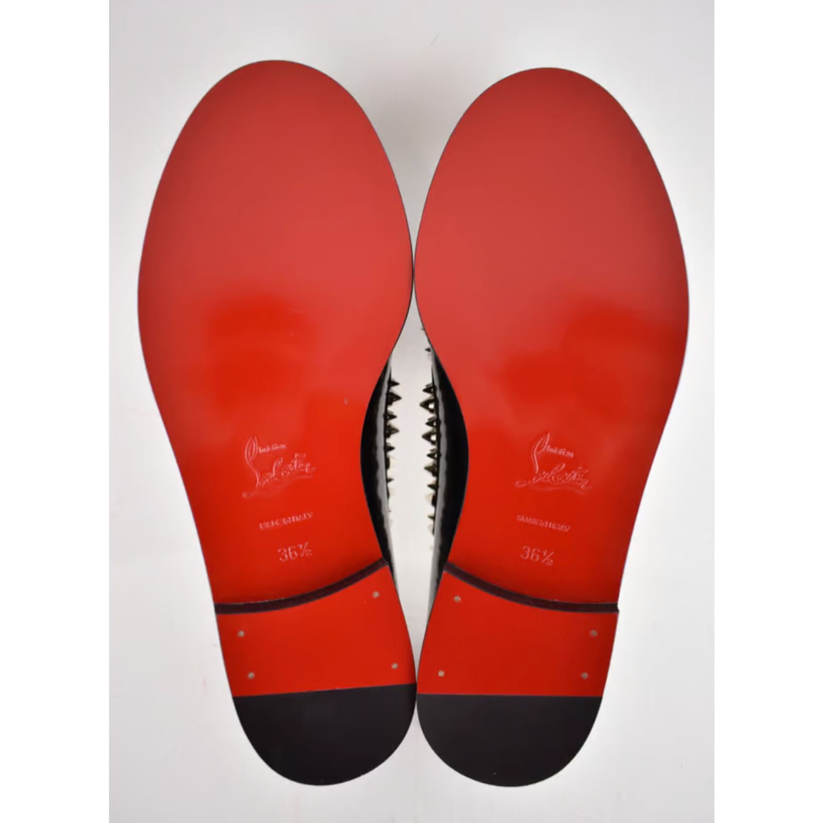 Christian Louboutin Mattia Spikes Donna Flat Black Calf Leather Slip Loafer 36.5 Size US 6 / IT 36 - 11 Thumbnail