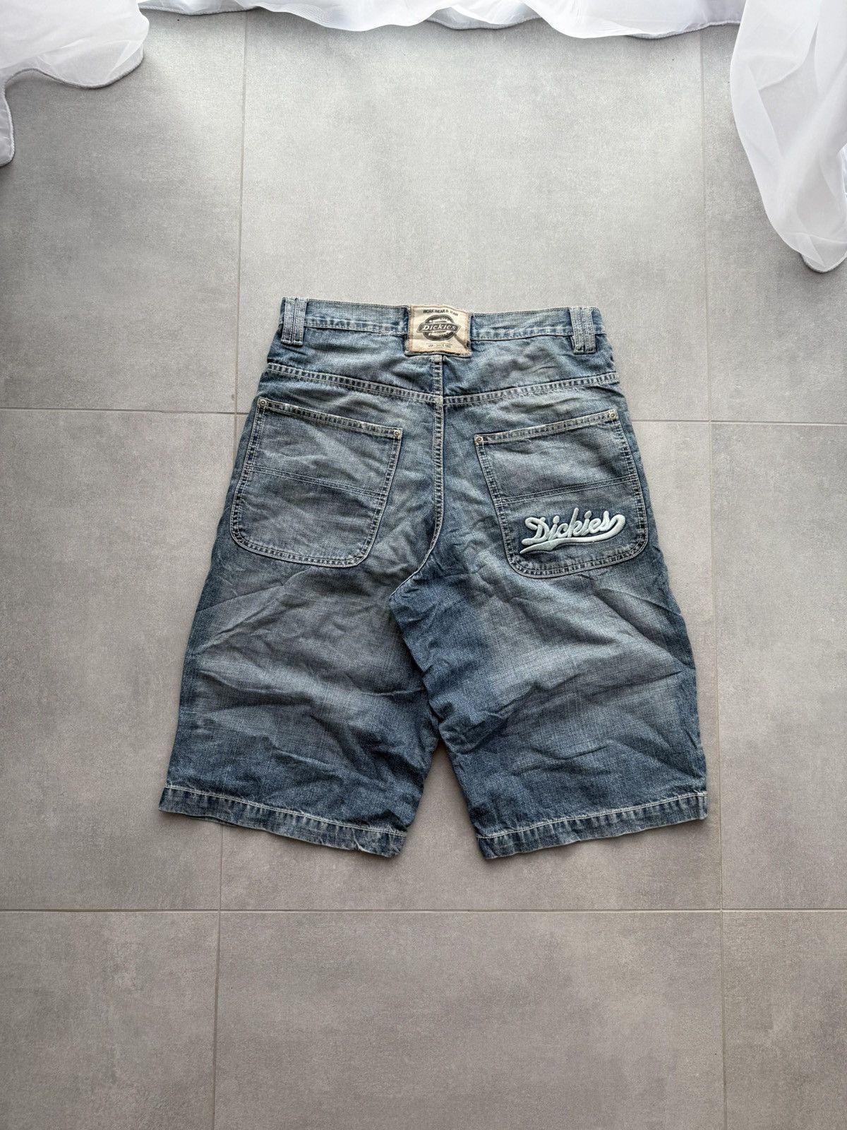 Pre-owned Dickies Vintage Baggy  Jeans Short Cargo Rap Skater Big Logo In Blue