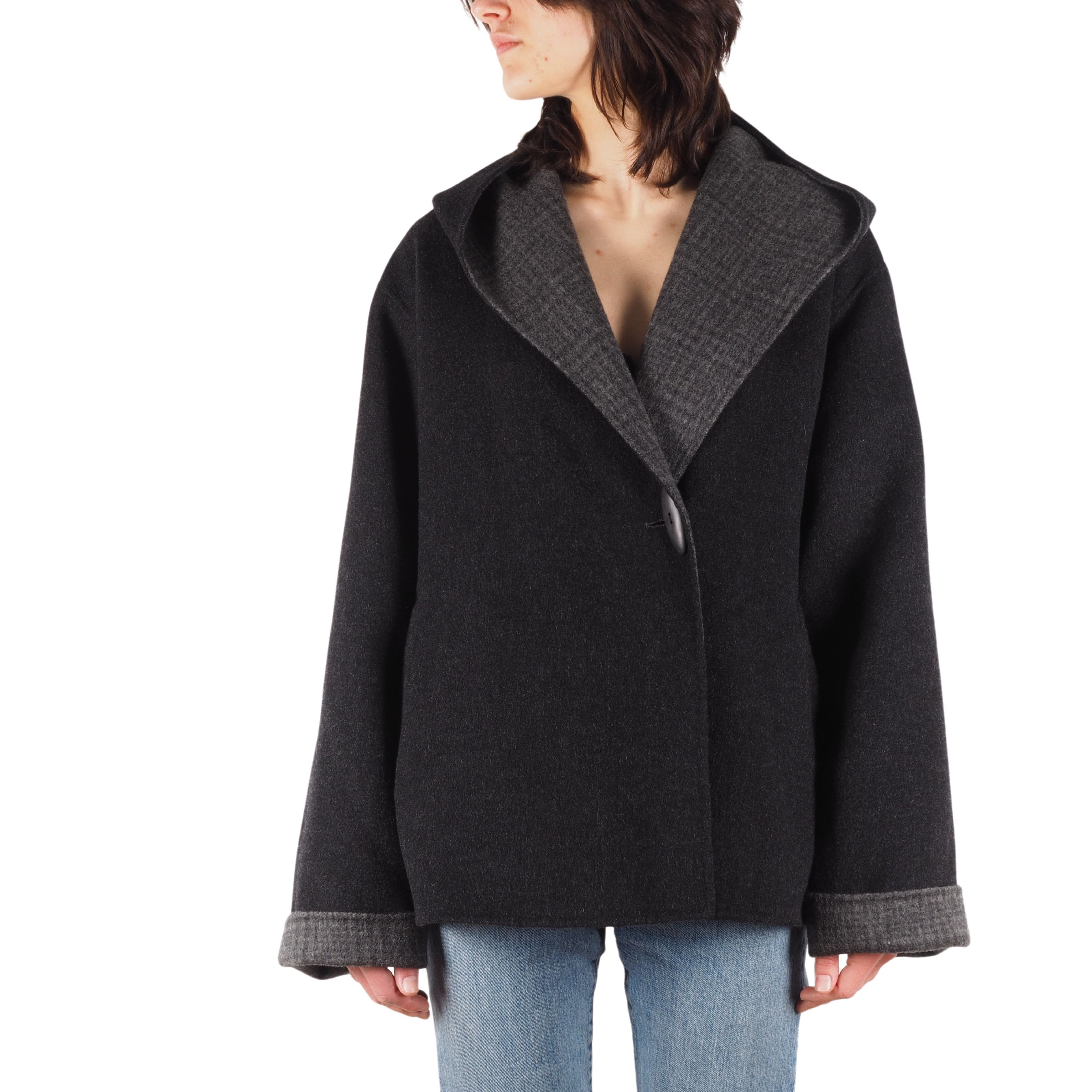 Oska Vintage Gray Wool Hooded Coat Jacket
