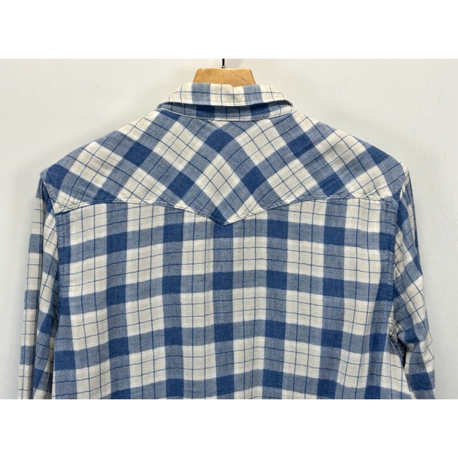 Lucky Brand Lucky Brand Men Western Style Pearl Snap Button Up Blue Plaid Shirt Gauze Large Size US L / EU 52-54 / 3 - 4 Thumbnail