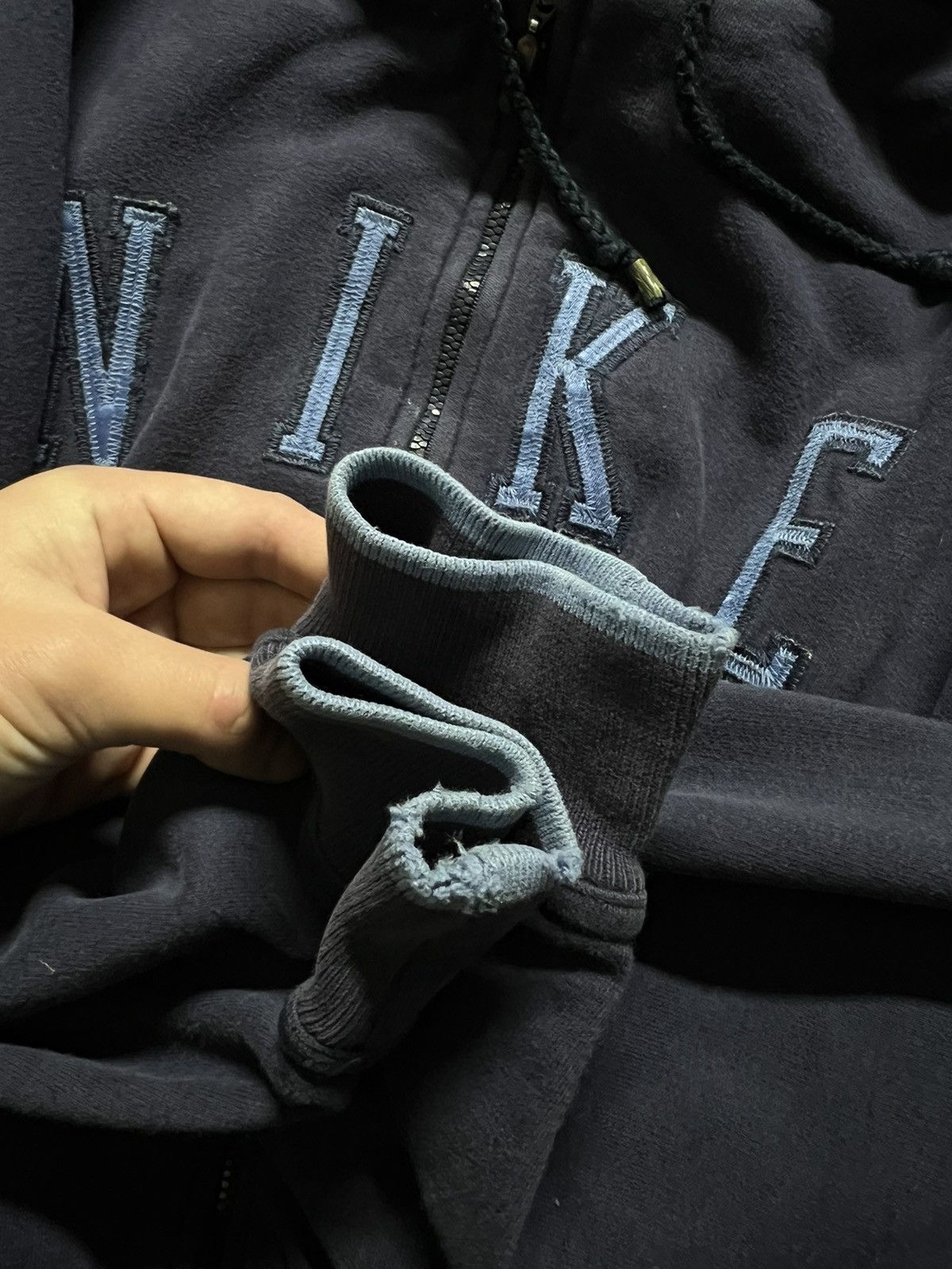 Nike × Vintage Vintage Y2k Nike 💙 Faded Spell Out Oversized Zip Hoodie 90’s Size L / US 10 / IT 46 - 9 Thumbnail