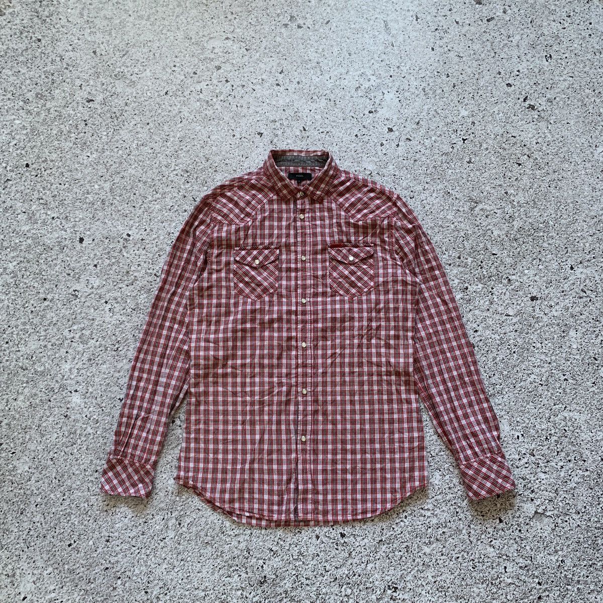 Diesel Diesel Red Plaid Check Cotton Button-Down Flannel Shirt 