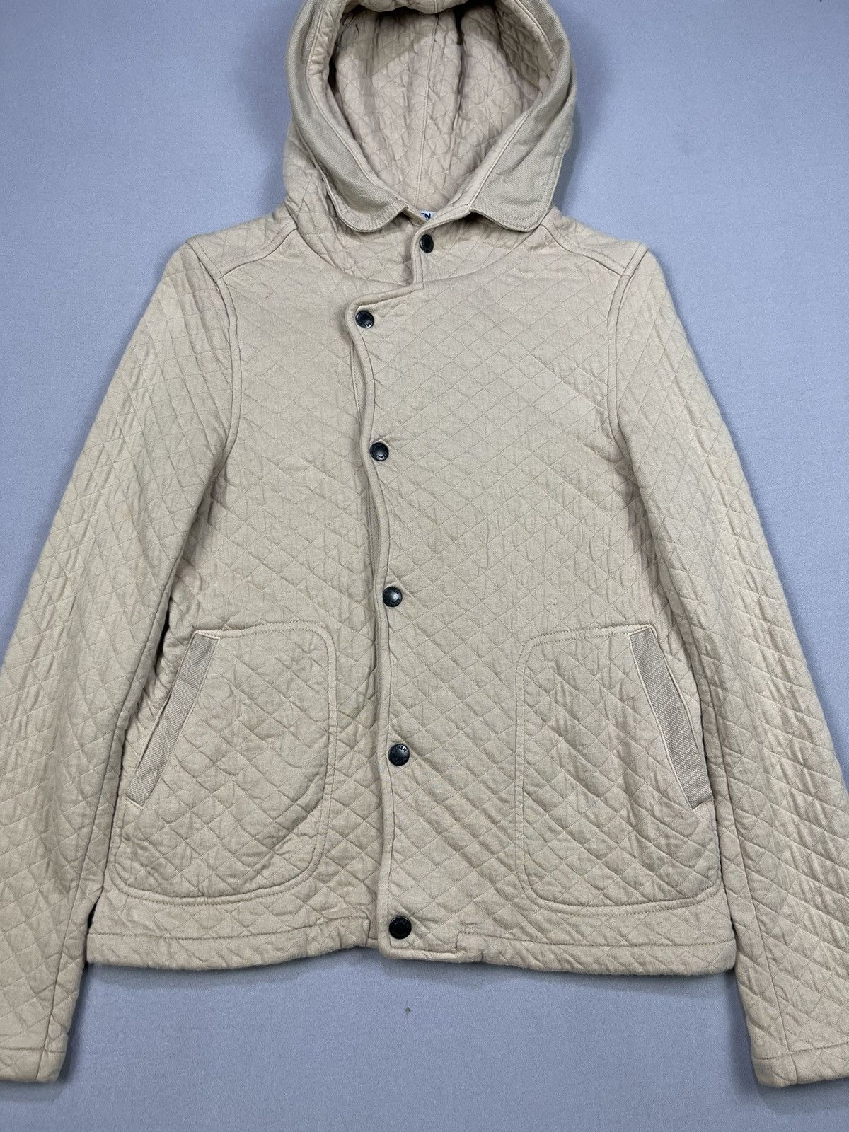 Vintage France Designer ARMEN Diagonal Button Up Quilted Hoodies Size M / US 6-8 / IT 42-44 - 2 Thumbnail