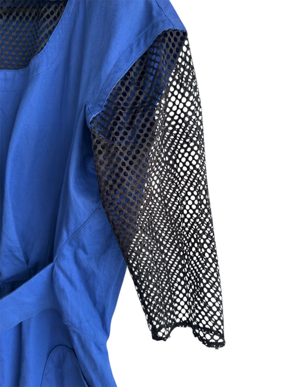 Thierry Mugler Vintage Thierry Mugler Punk Gothic Blue Dress with Mesh Hood Size M / US 6-8 / IT 42-44 - 5 Thumbnail