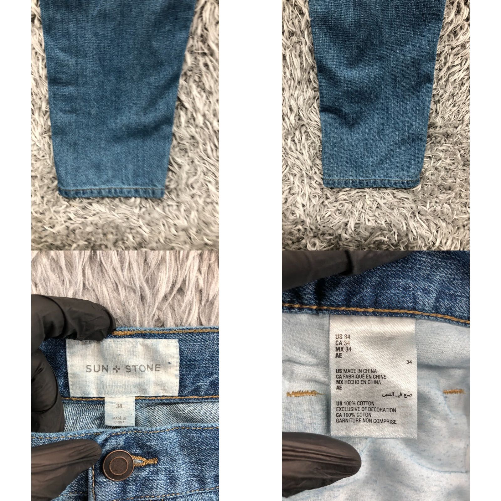 Vintage Sun Stone Jeans Size 34 Mens Mid Rise Medium Wash Blue Straight 5-Pocket Denim Cotton Blend Regular Belt Loops Sun Stone Brand Mens Jeans Size US 34 / EU 50 - 8 Thumbnail