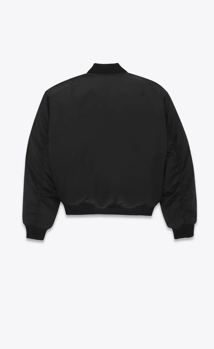 Saint Laurent Paris o1bcso1str0325 Oversized Cropped Bomber Jacket in Black Size XXS / US 00 / IT 34 - 2 Thumbnail