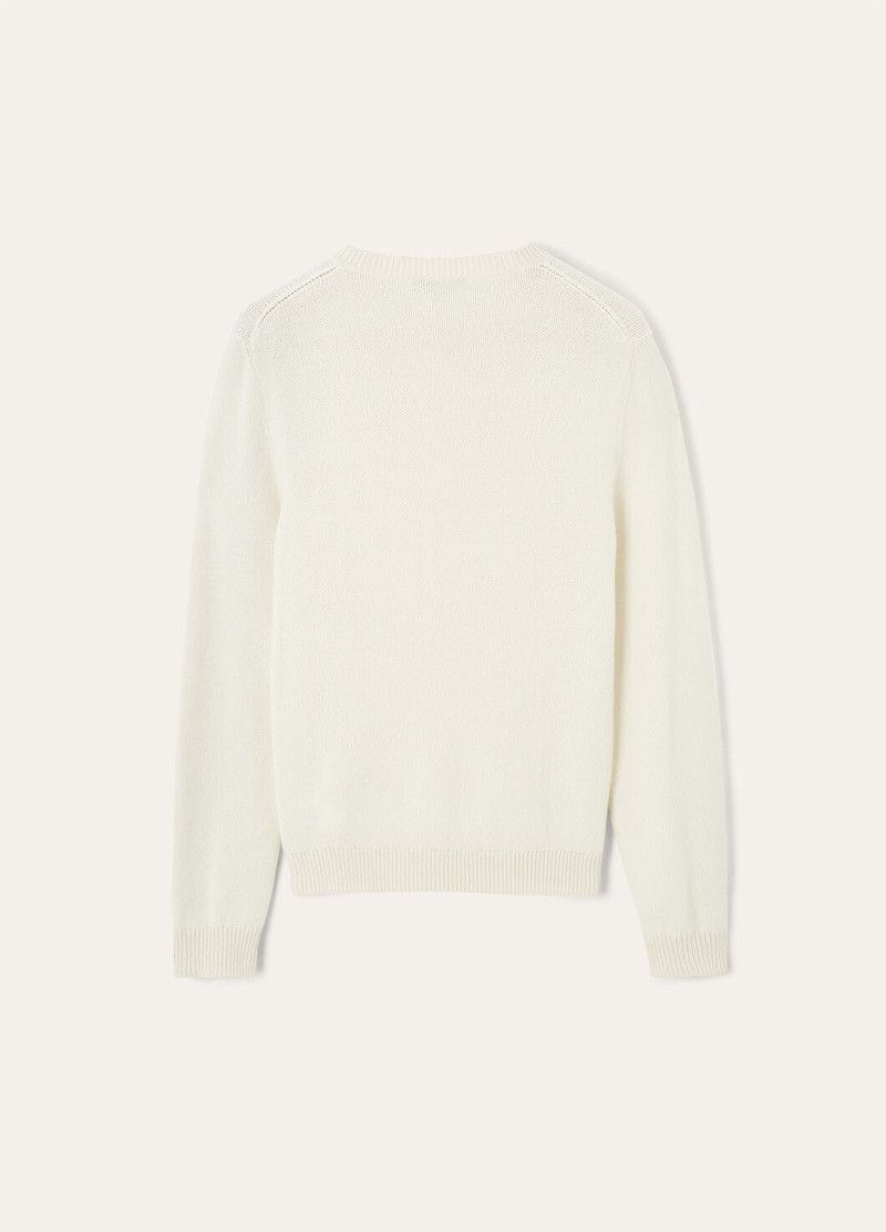 Loro Piana o1w1db10126 FAO2891 Fobello Crewneck Sweater in White Size US M / EU 48-50 / 2 - 2 Thumbnail