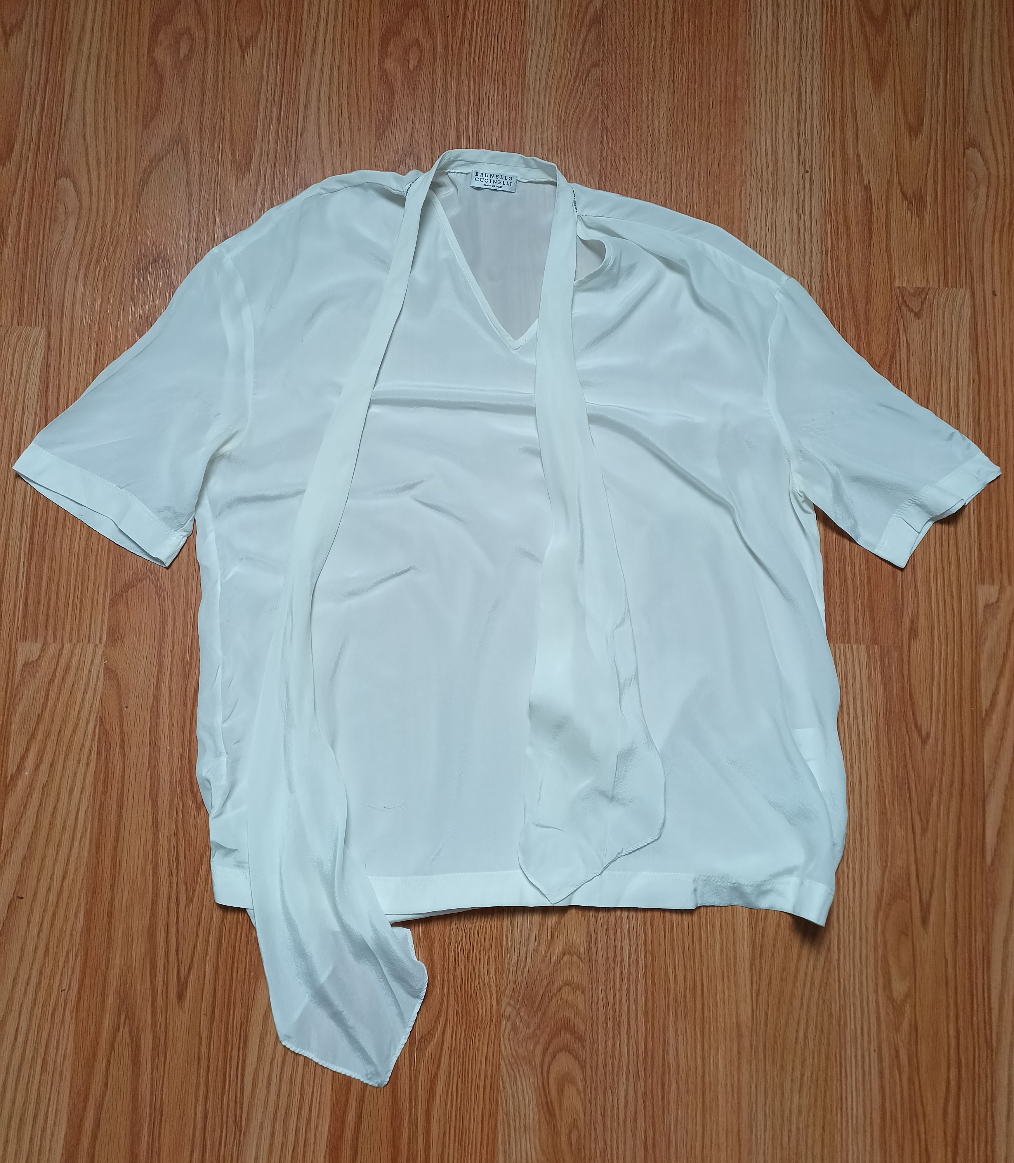 Brunello Cucinelli Brunello Cucinelli Silk White Shirt Blouse Size S Size S / US 4 / IT 40 - 6 Thumbnail