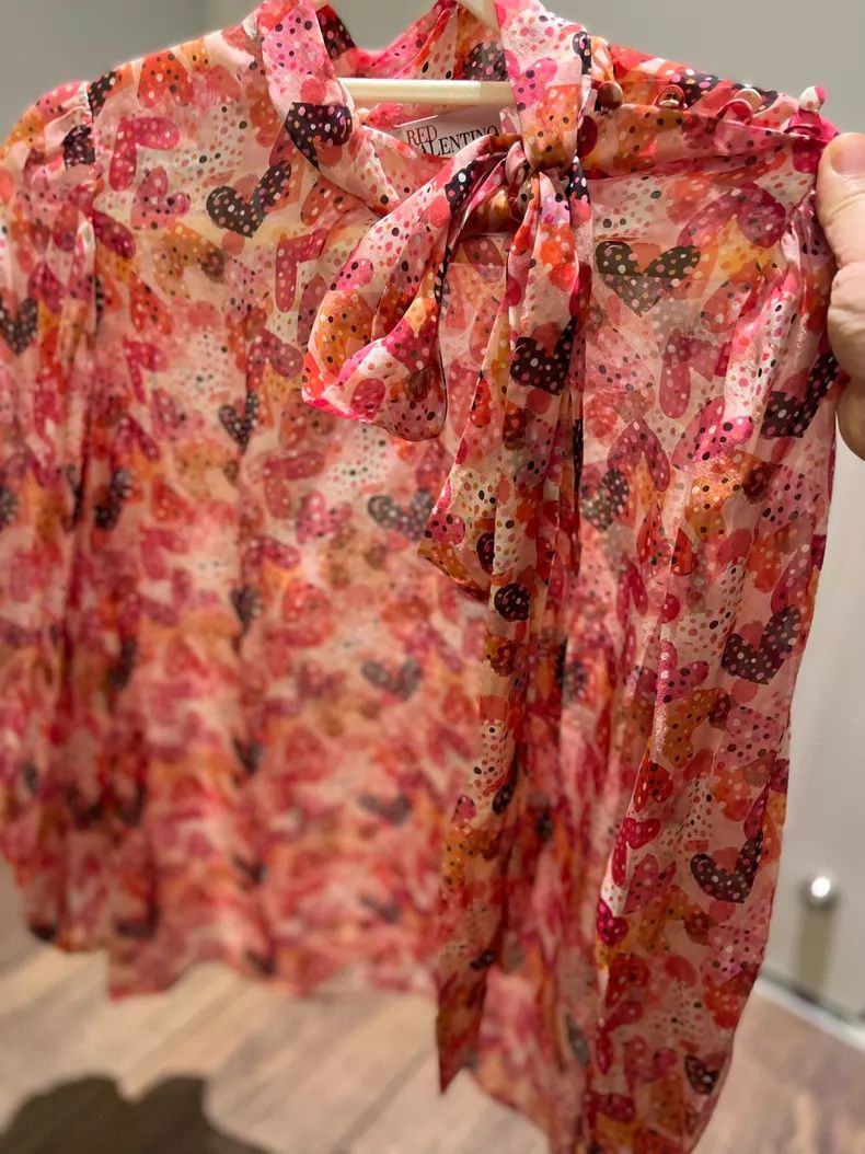 Valentino Valentino Silk French lantern sleeve love shirt Size S / US 4 / IT 40 - 6 Thumbnail