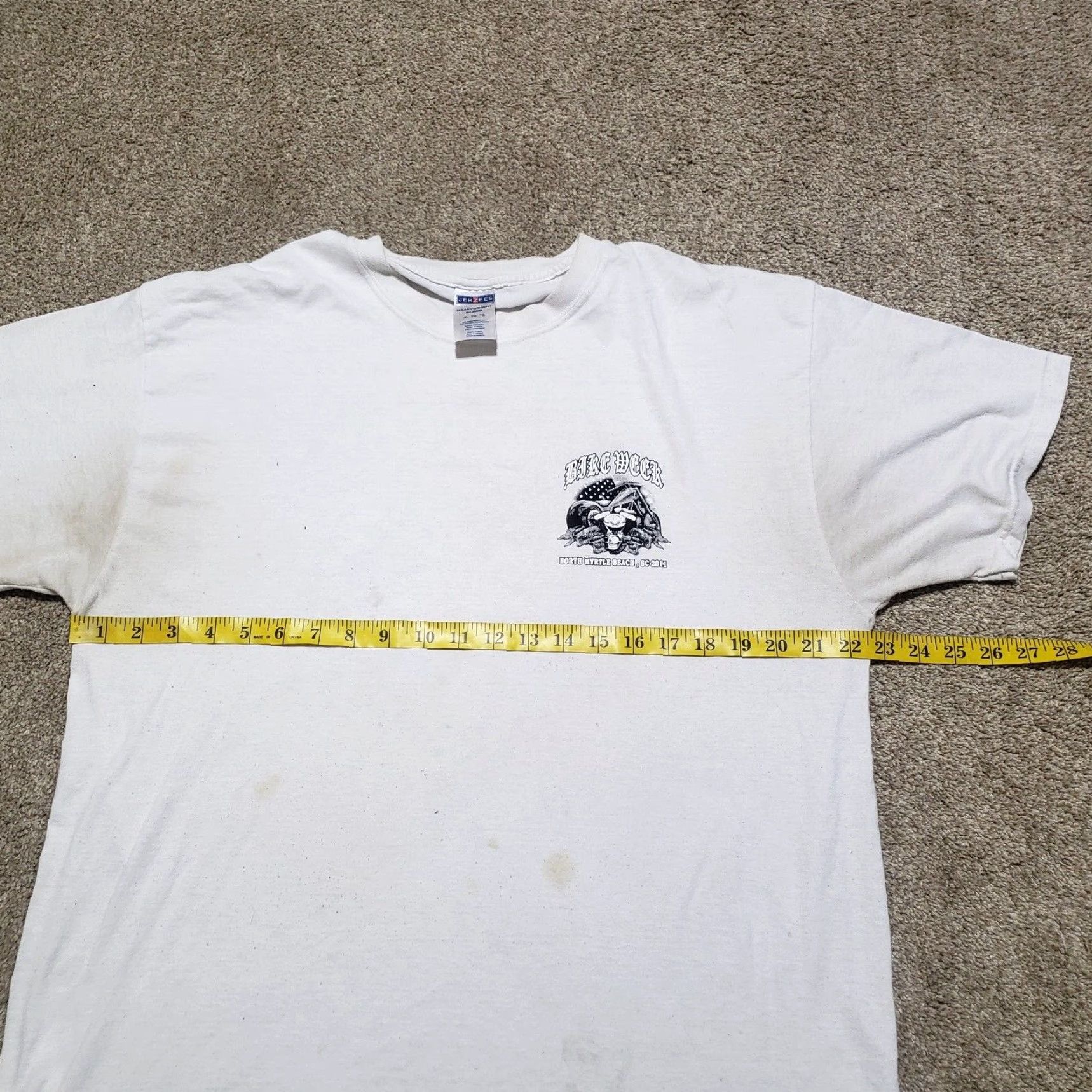 Vintage Myrtle Beach Bike Week Tee T Shirt Motorcycle 2011 Adult Men's XL Extra Large Shirt Men XL White Beach Graphic 2000s 2010s Bicycle Skeleton Size US XL / EU 56 / 4 - 7 Thumbnail