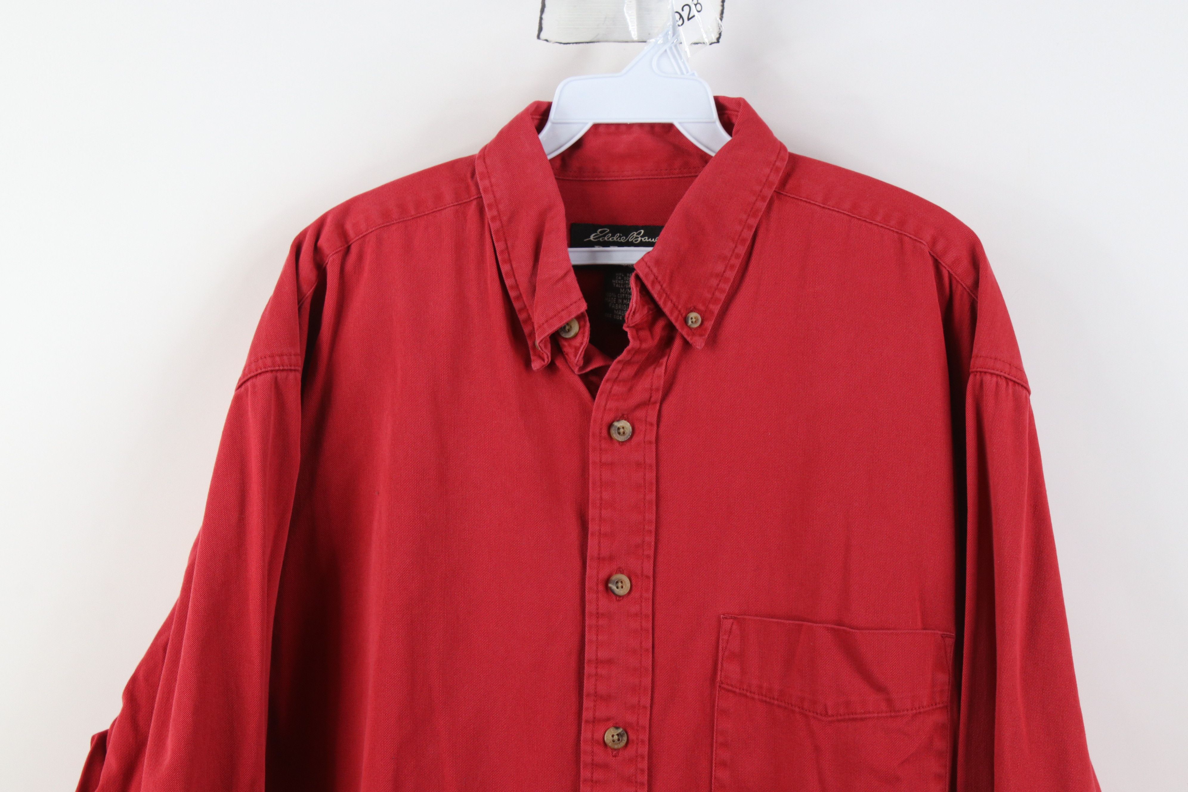 Eddie Bauer Vintage 90s Eddie Bauer Twill Denim Button Down Shirt Red Size US M / EU 48-50 / 2 - 2 Thumbnail
